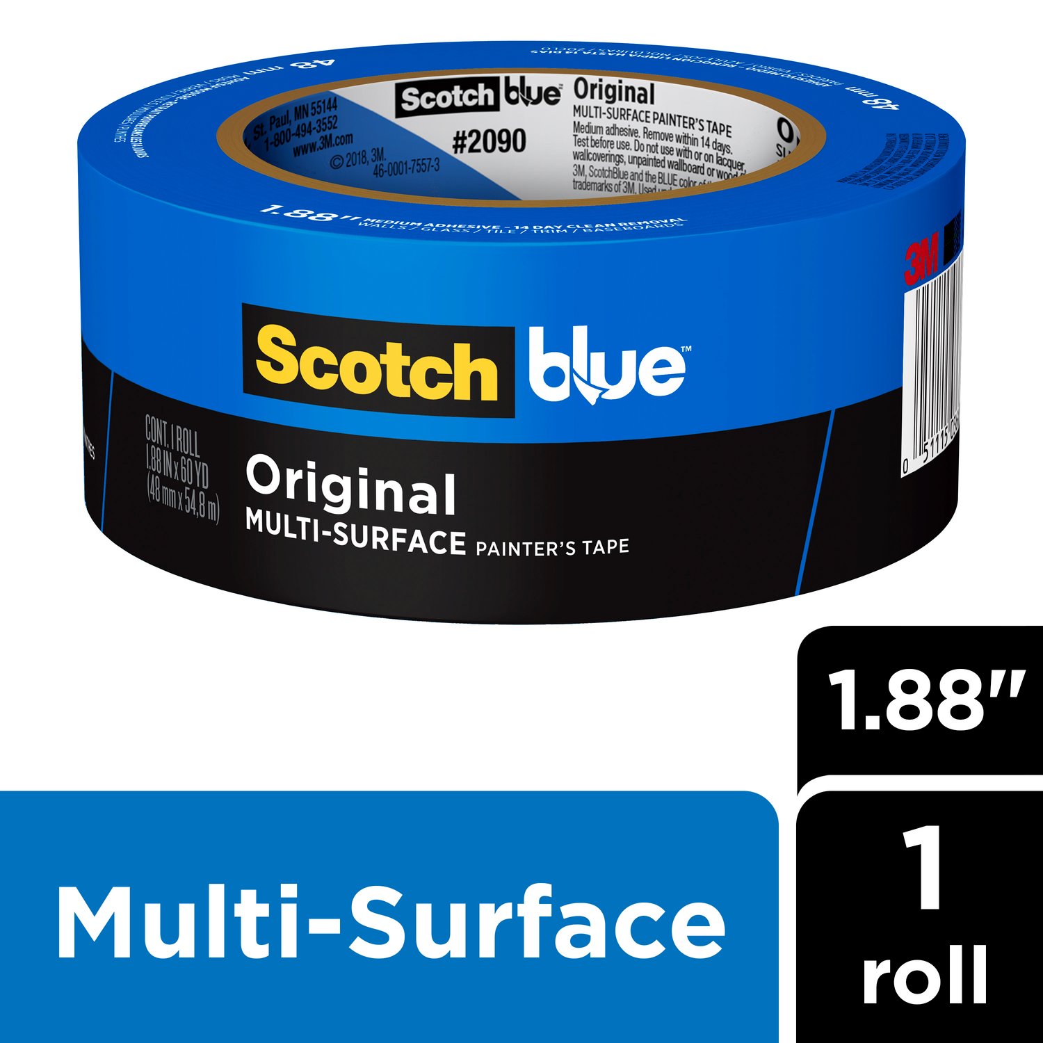 7100185121 - ScotchBlue Original Painter's Tape 2090-48NC, 1.88 in x 60 yd (48mm x 54,8m)