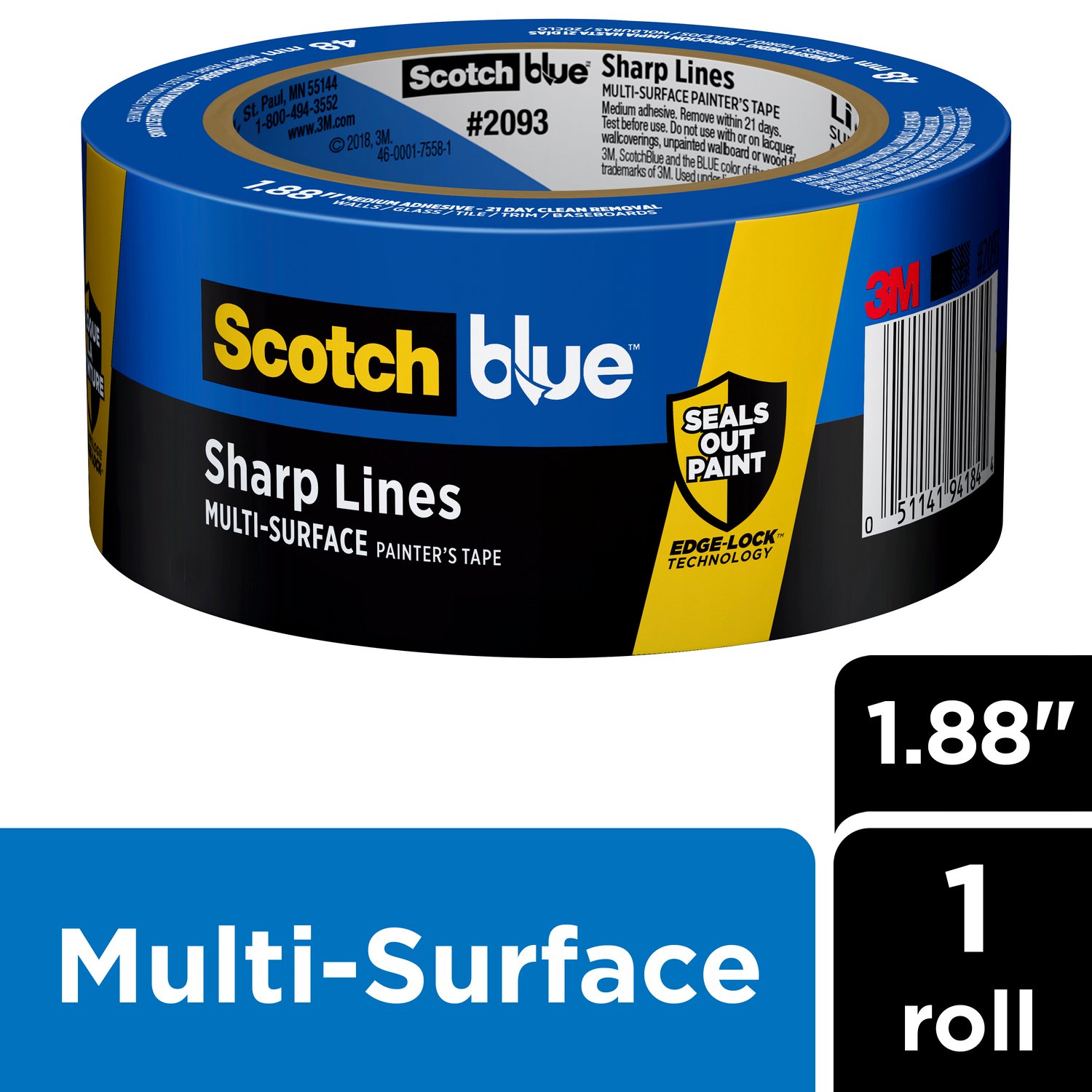 7100184862 - ScotchBlue Sharp Lines Painter's Tape 2093-48NC, 1.88 in x 60 yd (48 mm
x 54,8 m)