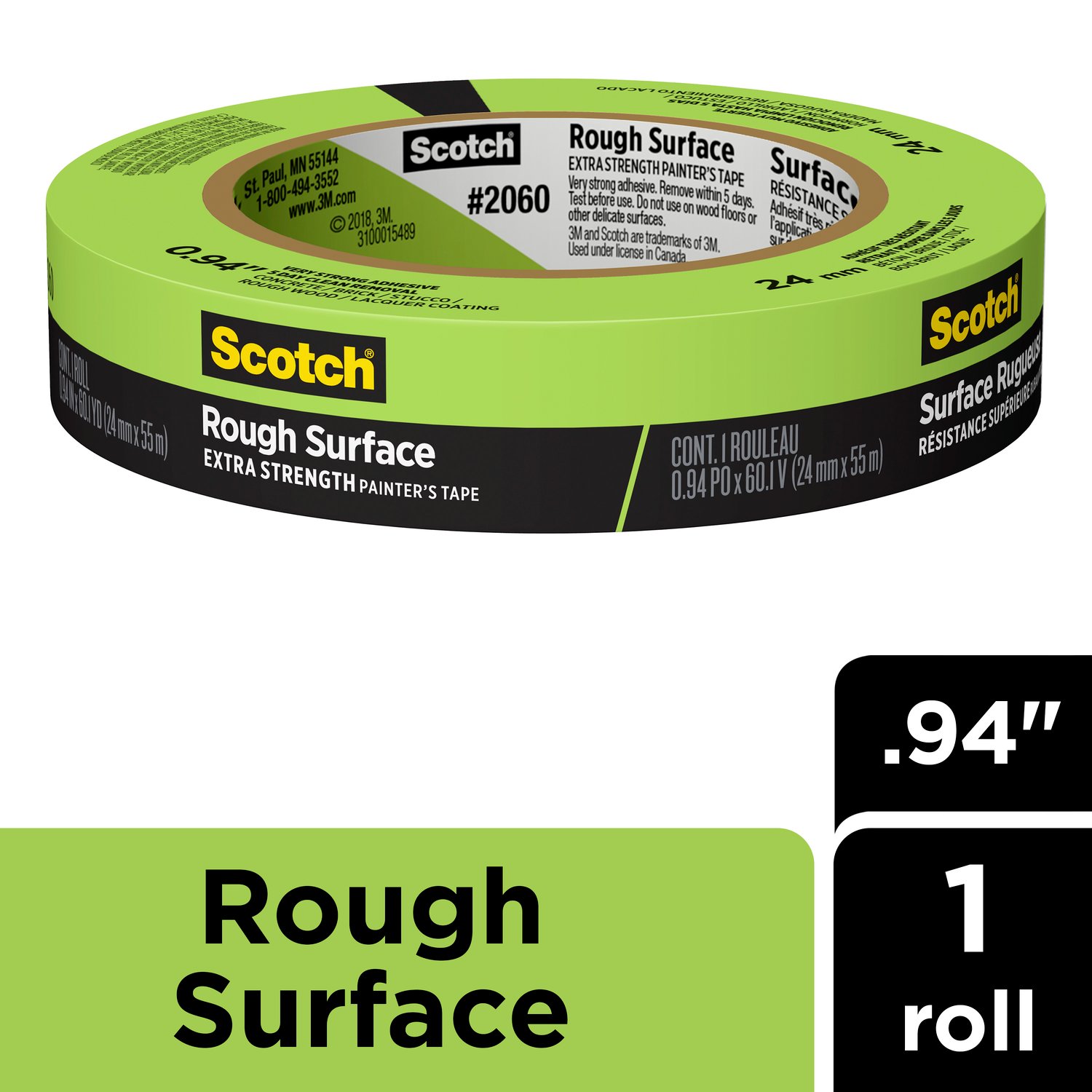7100185563 - Scotch Rough Surface Painter's Tape 2060-24AP, 0.94 in x 60.1 yd (24mm x 55m)