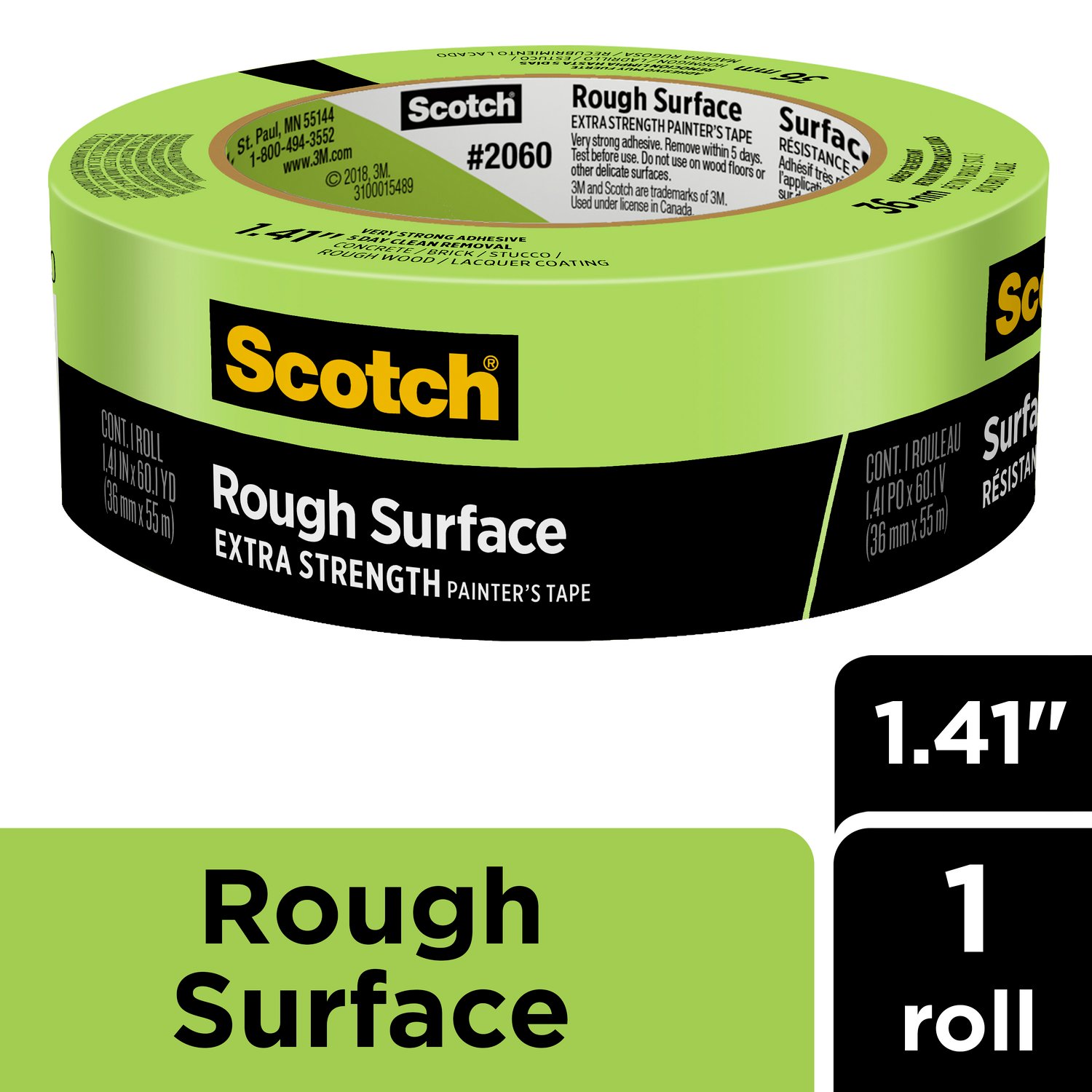 7100185332 - Scotch Rough Surface Painter's Tape 2060-36AP, 1.41 in x 60.1 yd (36mm x 55m)