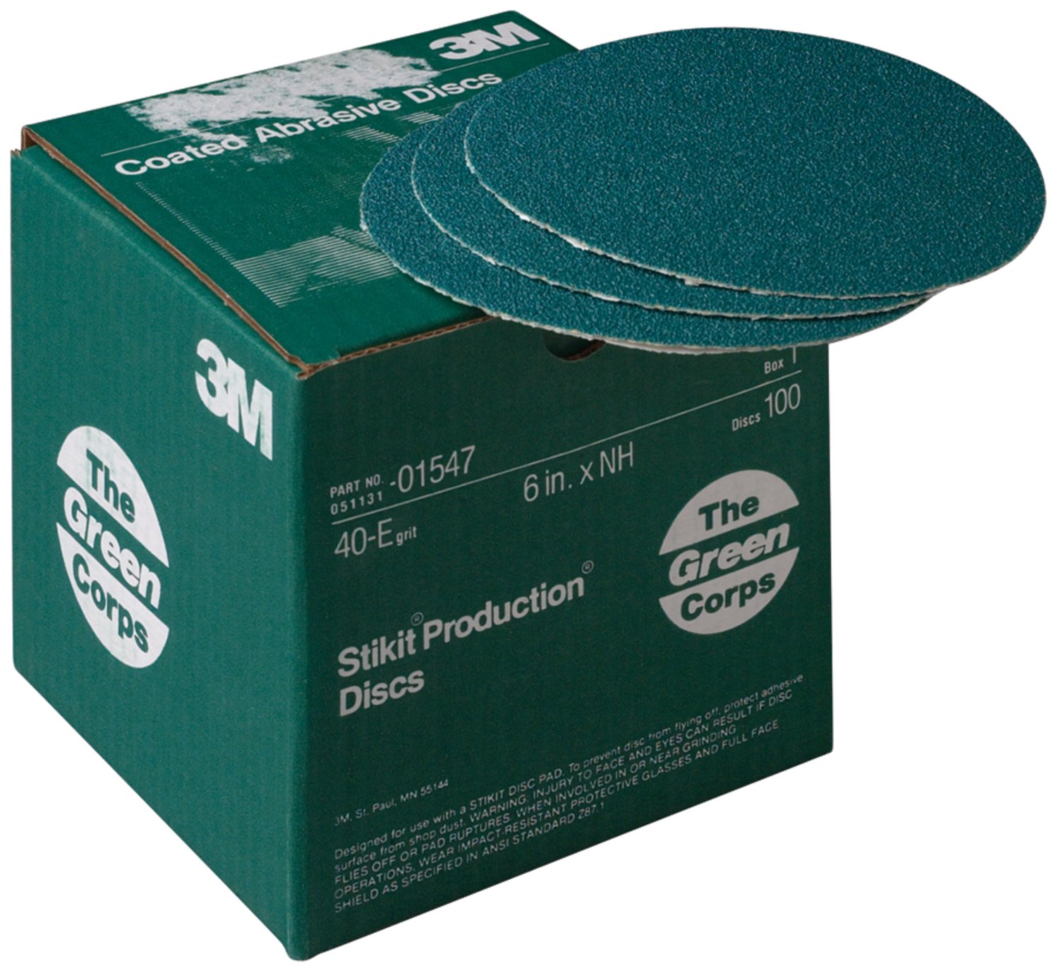 7000120327 - 3M Green Corps Stikit Production Disc, 01547, 6 in, 40 grit, 100 discs per carton, 5 cartons per case