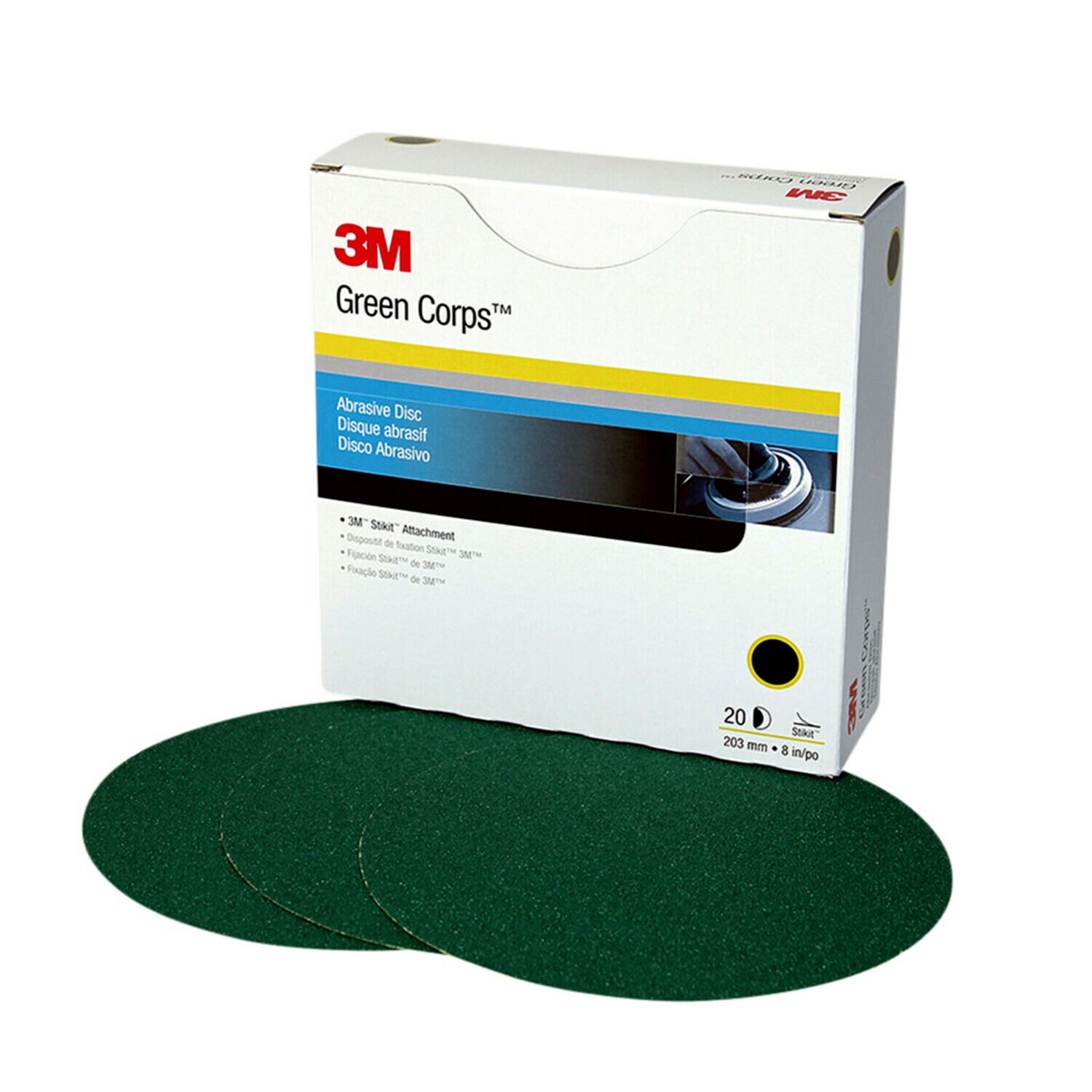 7000120329 - 3M Green Corps Stikit Production Disc, 01550, 8 in, 40, 50 discs per carton, 5 cartons per case