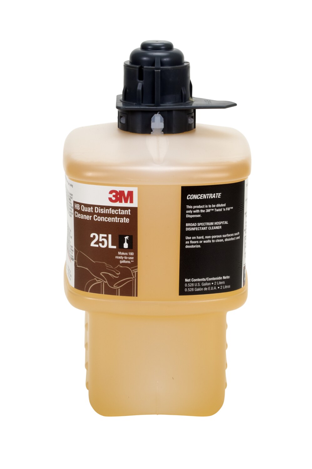 7100134180 - 3M HB Quat Disinfectant Cleaner Concentrate 25L, Black Cap, 2 L, 6/Case