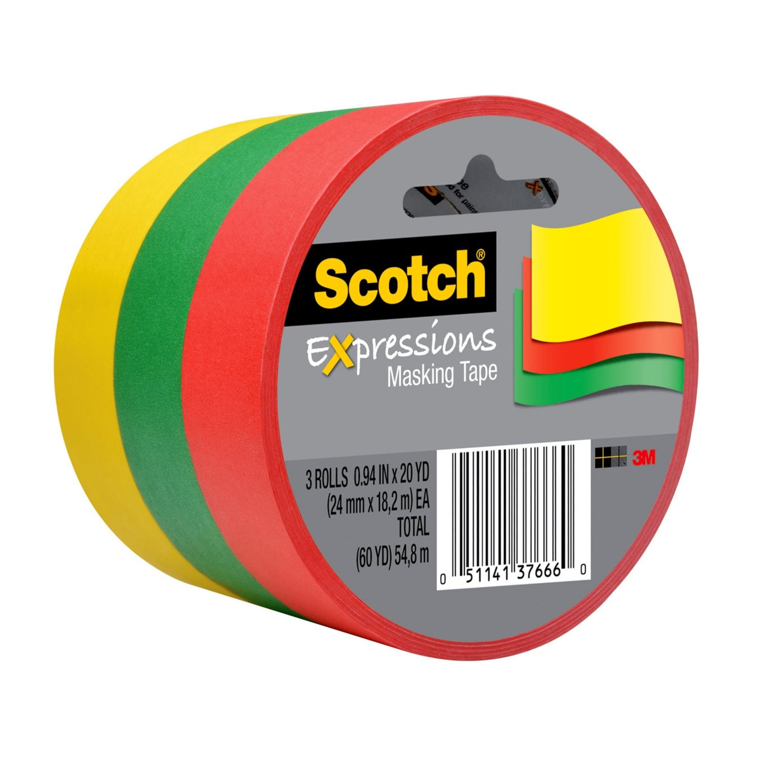 7100078719 - Scotch Expressions Masking Tape 3437-3PRM, 3PK Primary