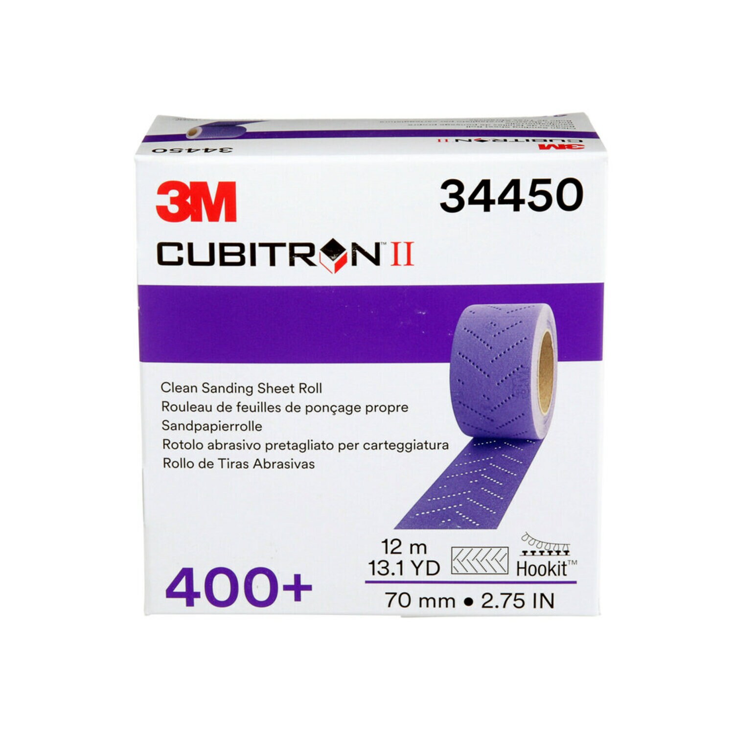 7100141523 - 3M Cubitron II Hookit Clean Sanding Sheet Roll 737U, 34450, 400+, 70 mm x 12 m, 5 Rolls/Case