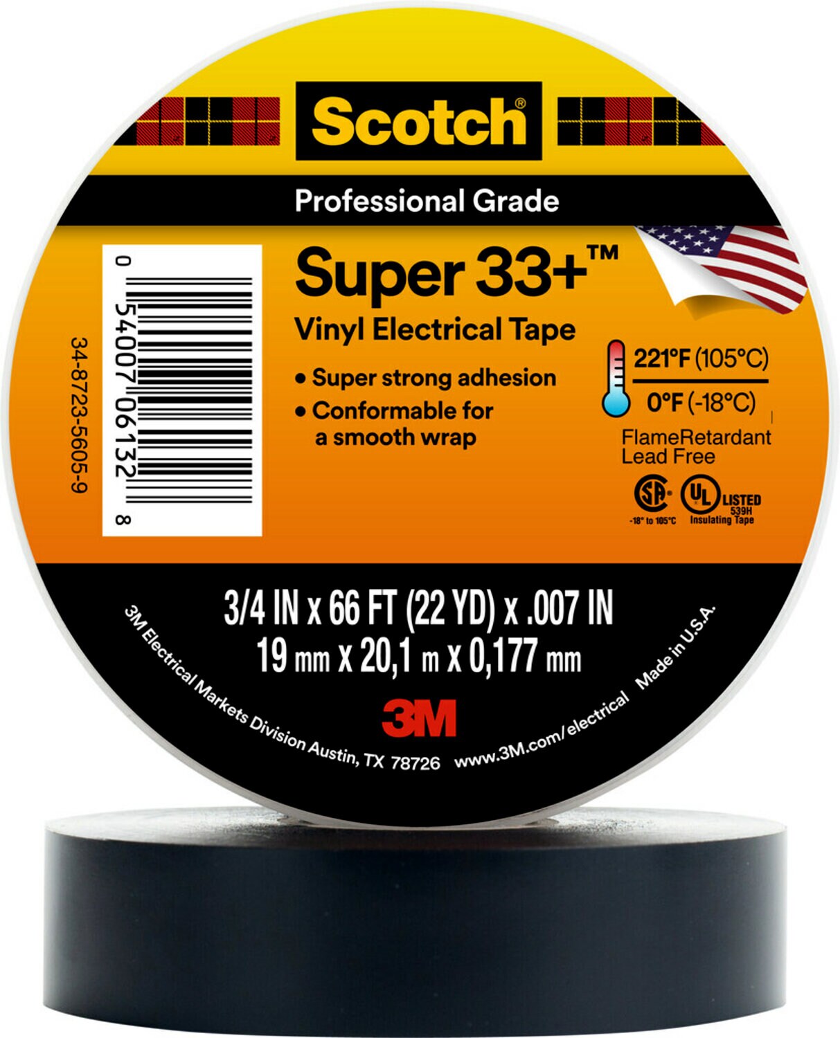7100123703 - Scotch Super 33+ Vinyl Electrical Tape, Configurable