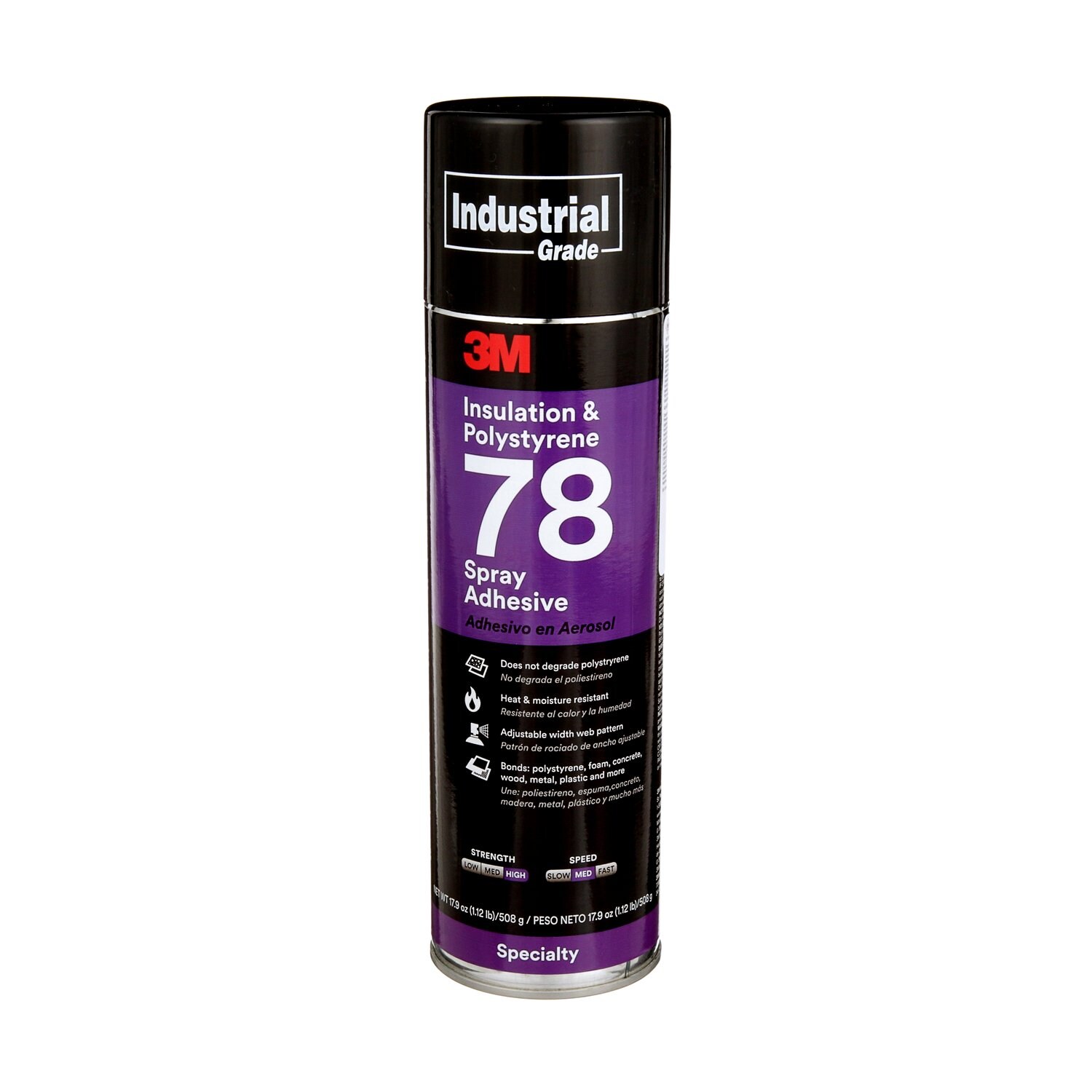 7000046590 - 3M Polystyrene Foam Insulation Spray Adhesive 78, Clear, 24 fl oz (Net Wt 17.9 oz), 12 Can/Case