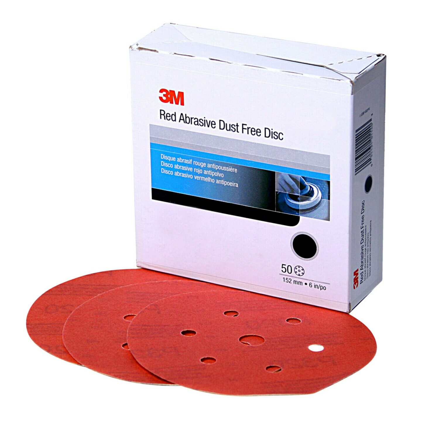 7000045453 - 3M Hookit Red Abrasive Disc Dust Free, 01137, 6 in, P600, 50 discs per
carton, 6 cartons per case