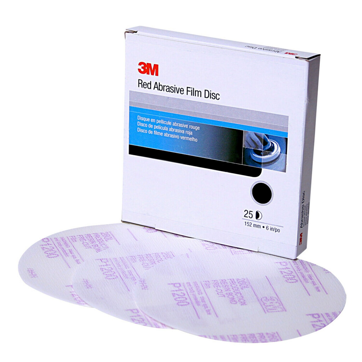 7000119776 - 3M Stikit Red Finishing Film Abrasive Disc 260L, 01104, 6 in, P1000, 25 discs per carton, 4 cartons per case