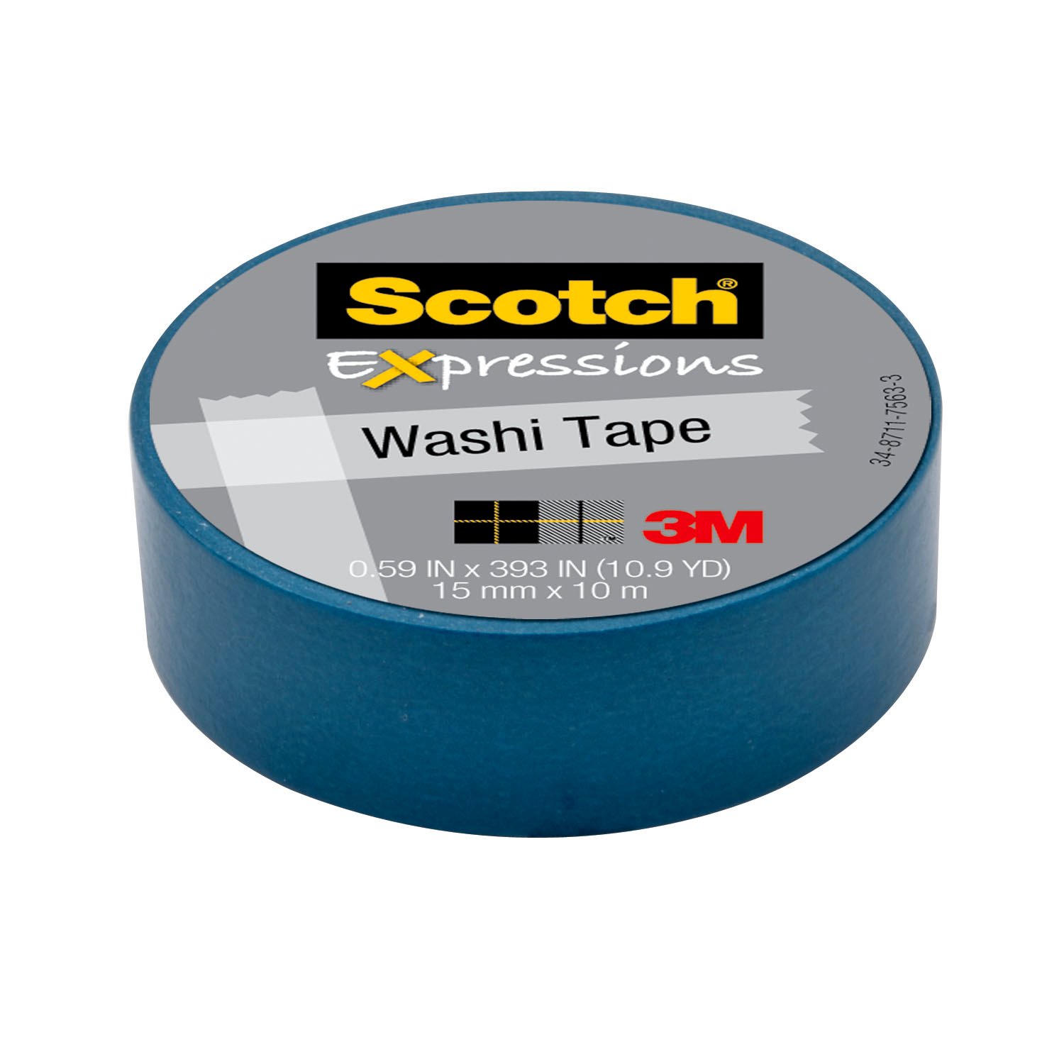 7000048130 - Scotch Expressions Washi Tape C314-BLU, .59 in x 393 in (15 mm x 10 m) Blue