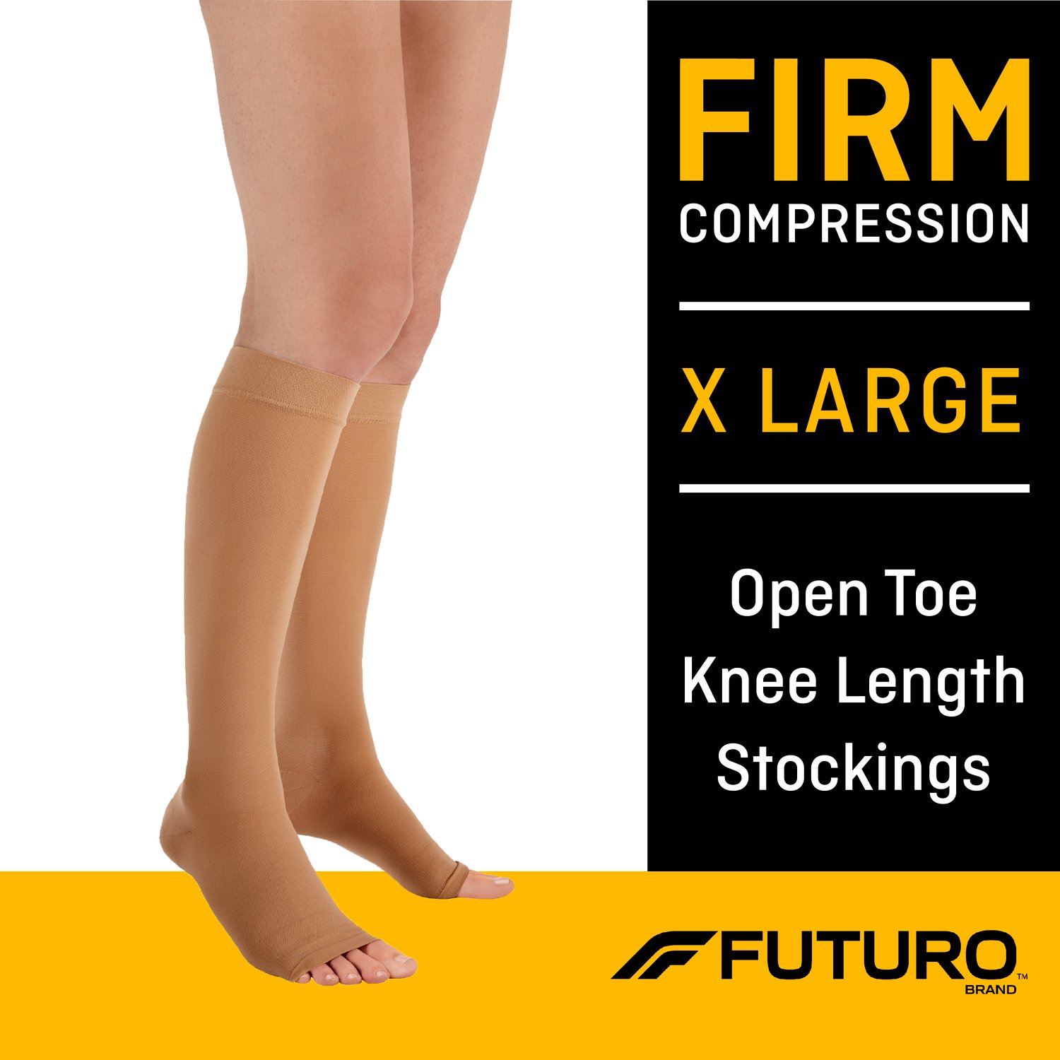 7100157341 - FUTURO Open Toe Knee Length Stockings, 71051EN, XL, Beige