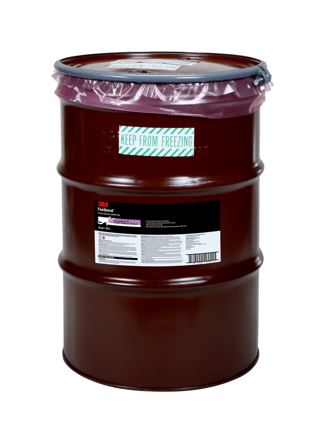 7000121395 - 3M Fastbond Contact Adhesive 2000NF, Blue, 55 Gallon Open Head (50 Gallon Net), Drum