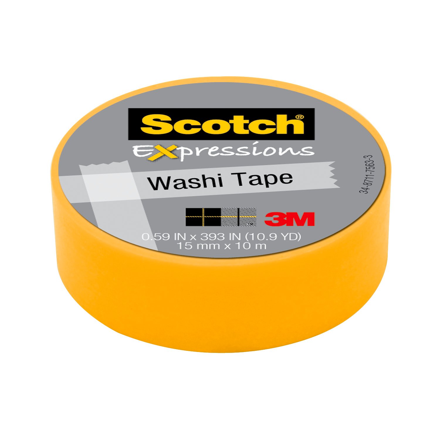 7100019519 - Scotch Expressions Washi Tape C314-YEL, .59 in x 393 in (15 mm x 10 m)
Yellow
