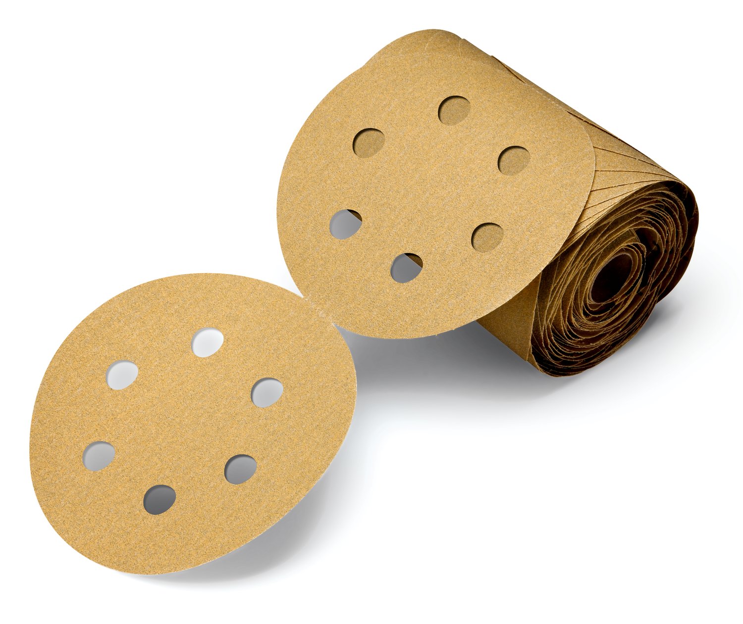 7000119566 - 3M Stikit Paper Disc Roll 236U, 6 in x NH 6 Hole, P220 C-weight, D/F, Die 600HZ, 100 Discs/Roll, 4 Rolls/Case