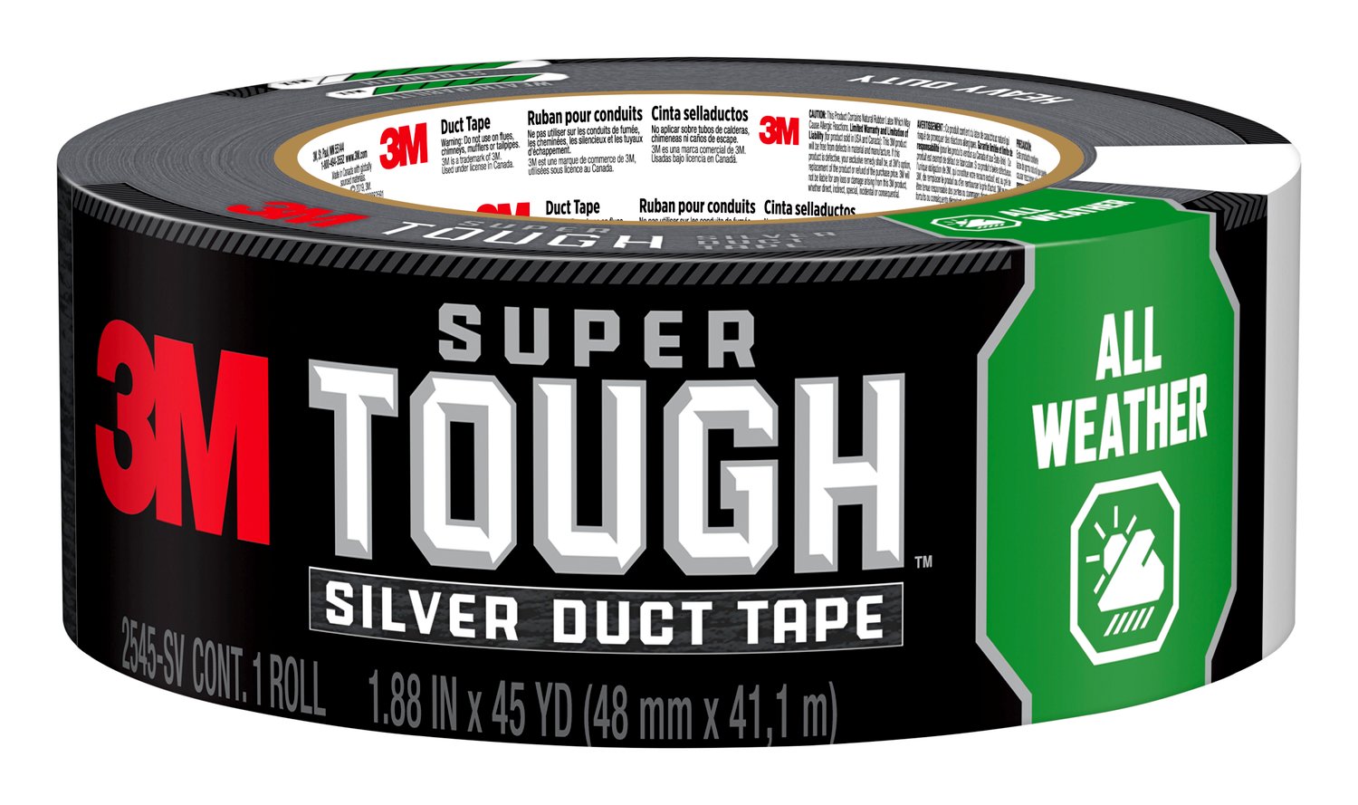 7100108901 - 3M Super Tough Duct Tape 2545-SV, 1.88 in x 45 yd (48 mm x 41.1 m)
