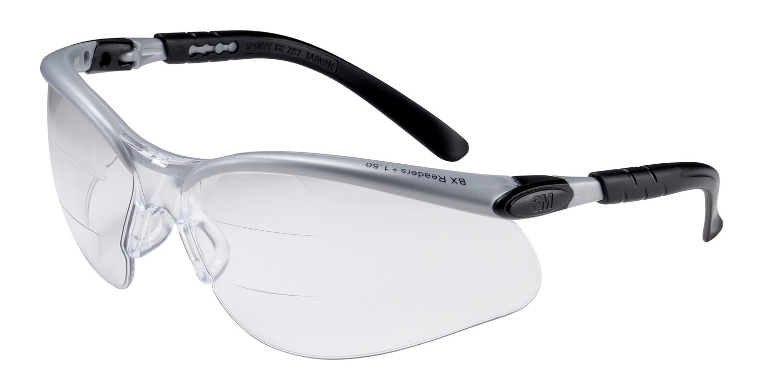 7000127663 - 3M BX Dual Reader Protective Eyewear 11459-00000-20, Clear Anti-Fog Lens, Silver/Black Frame, +2.5 Top/Bottom Diopter, 20 ea/Case