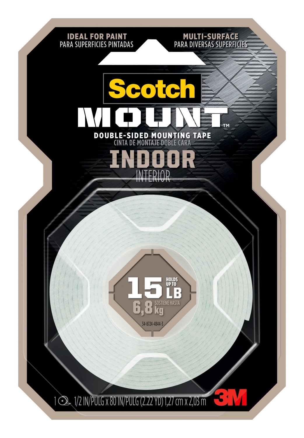 7100217213 - Scotch-Mount Indoor Double-Sided Mounting Tape 110H-DC, 1/2 in x 80 in