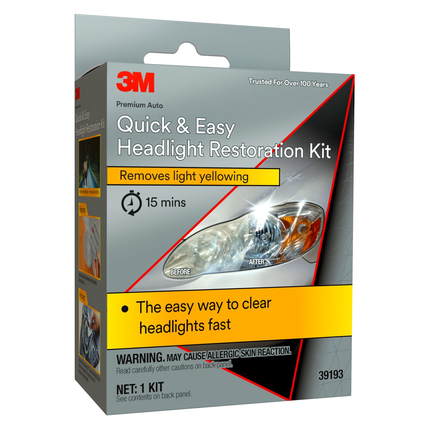 7100214727 - 3M Quick and Easy Headlight Restoration Kit, 39193, 4 per case
