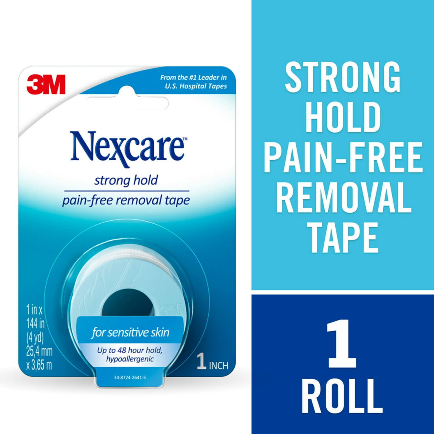 7100203442 - Nexcare Strong Hold Pain-Free Removal Tape SST-1, 1 in x 4 yd (25,4 mm
x 3,65 m)
