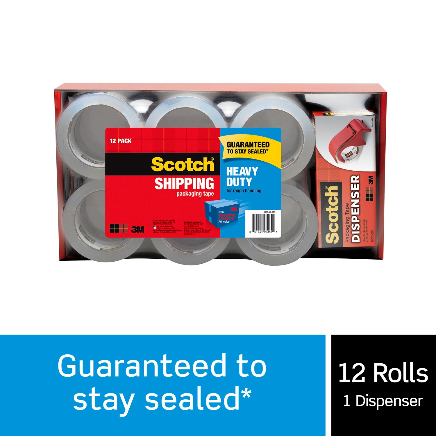 7100277005 - Scotch Heavy Duty Shipping Packaging Tape 3850-12CC, 1.88 in x 54.6 yd (48 mm x 50 m)