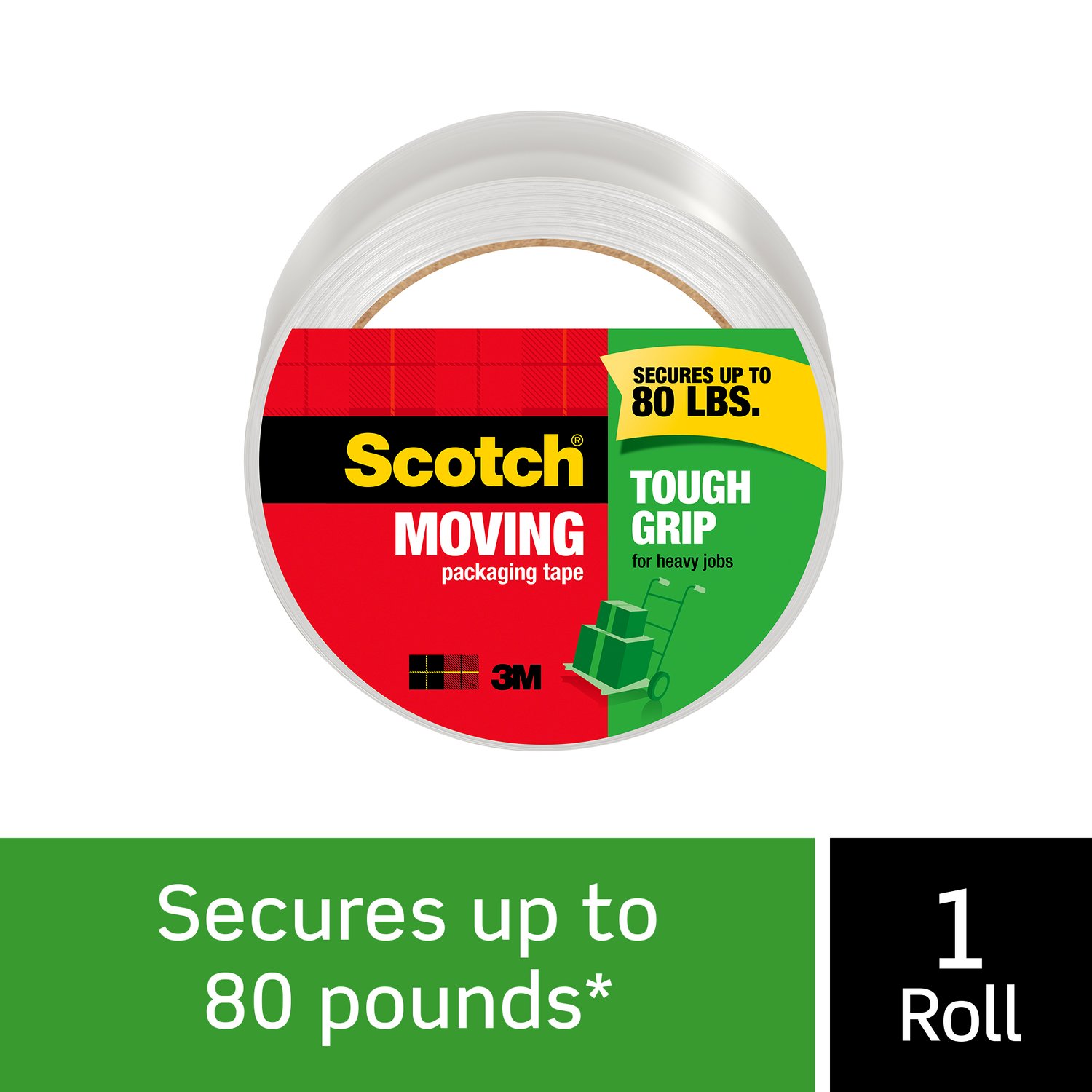 7100104270 - Scotch Tough Grip Moving Packaging Tape 3500, 1.88 in. x 54.6 yd., 1 Roll/Pack