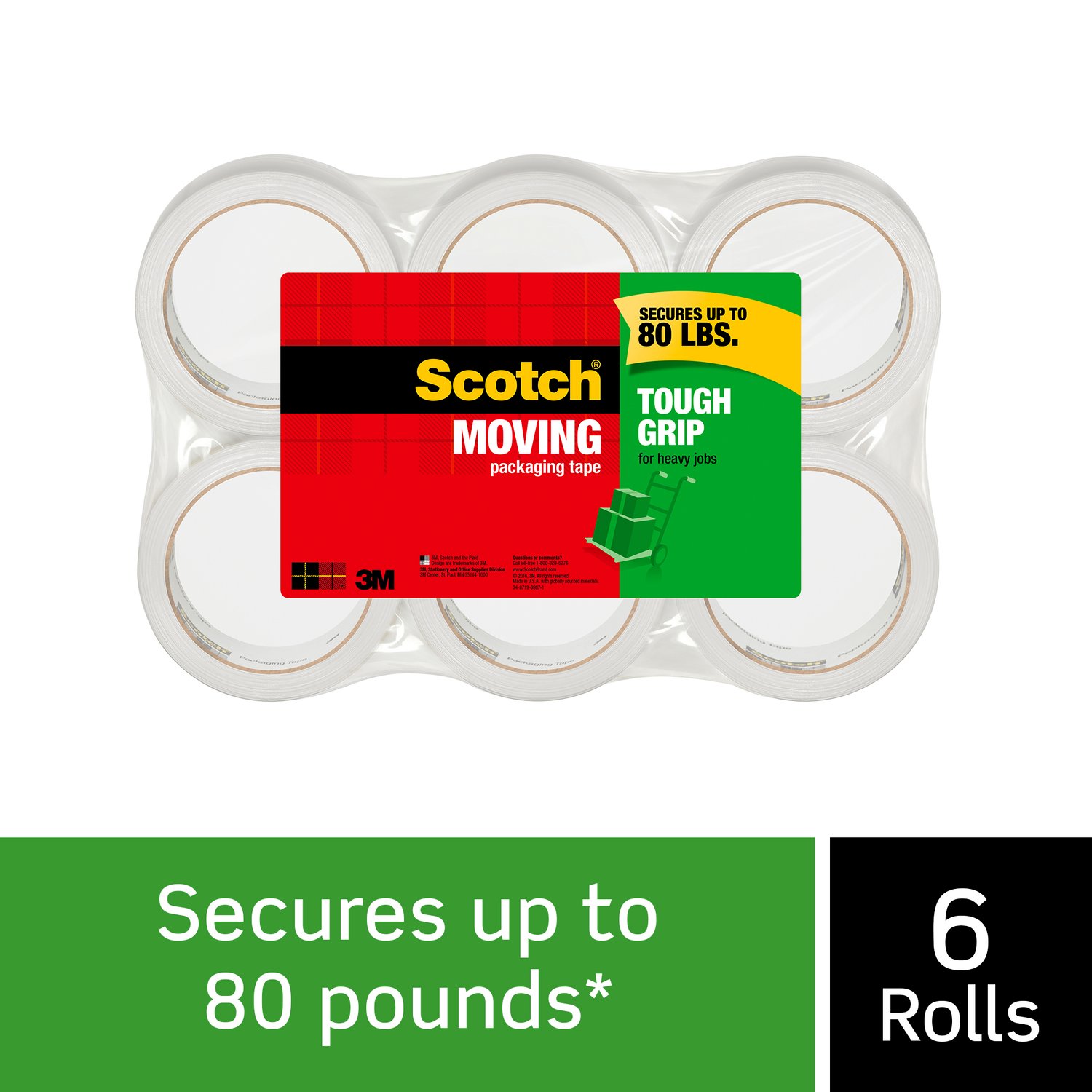 7100103559 - Scotch Tough Grip Moving Packaging Tape 3500-40-6, 1.88 in x 43.7 yd
(48 mm x 40 m)