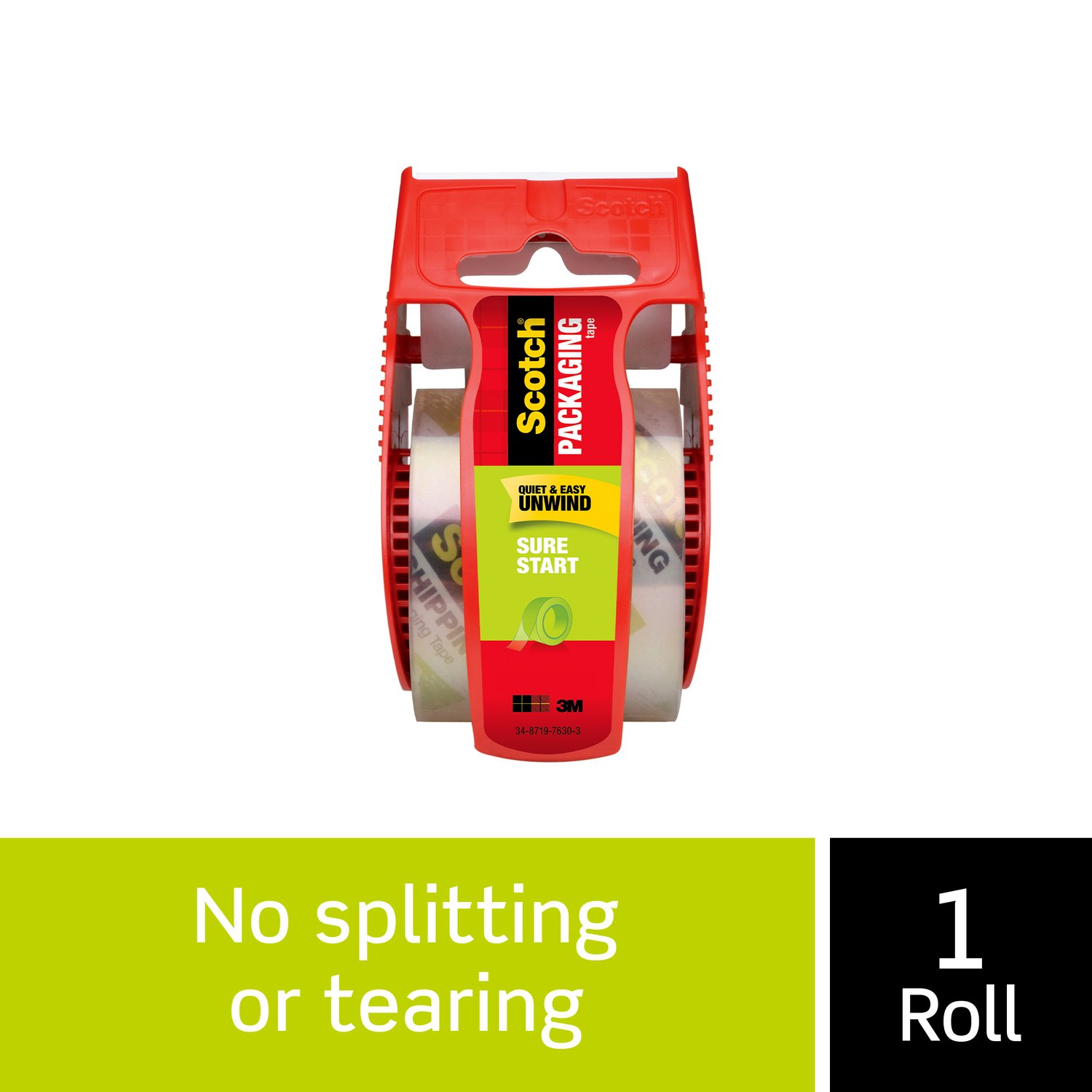 7100029162 - Scotch Sure Start Shipping Packaging Tape with dispenser, 145, 1.88 in x 800 in (48 mm x 20.3 m)