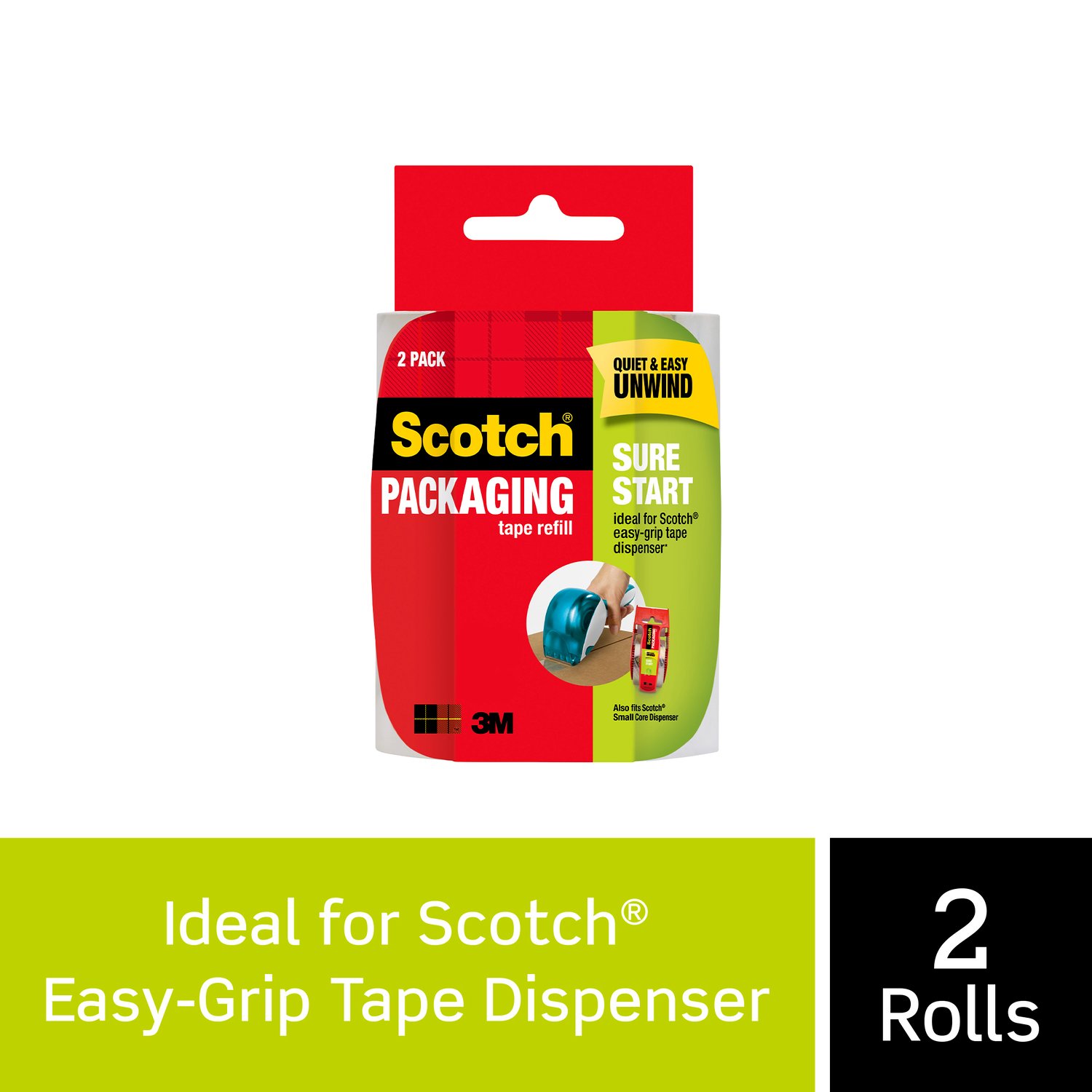 7010369660 - Scotch Sure Start Shipping Packaging Tape DP-1000-RR-2, 1.88 in x 900
in (48 mm x 22,8 m) 2 Pack