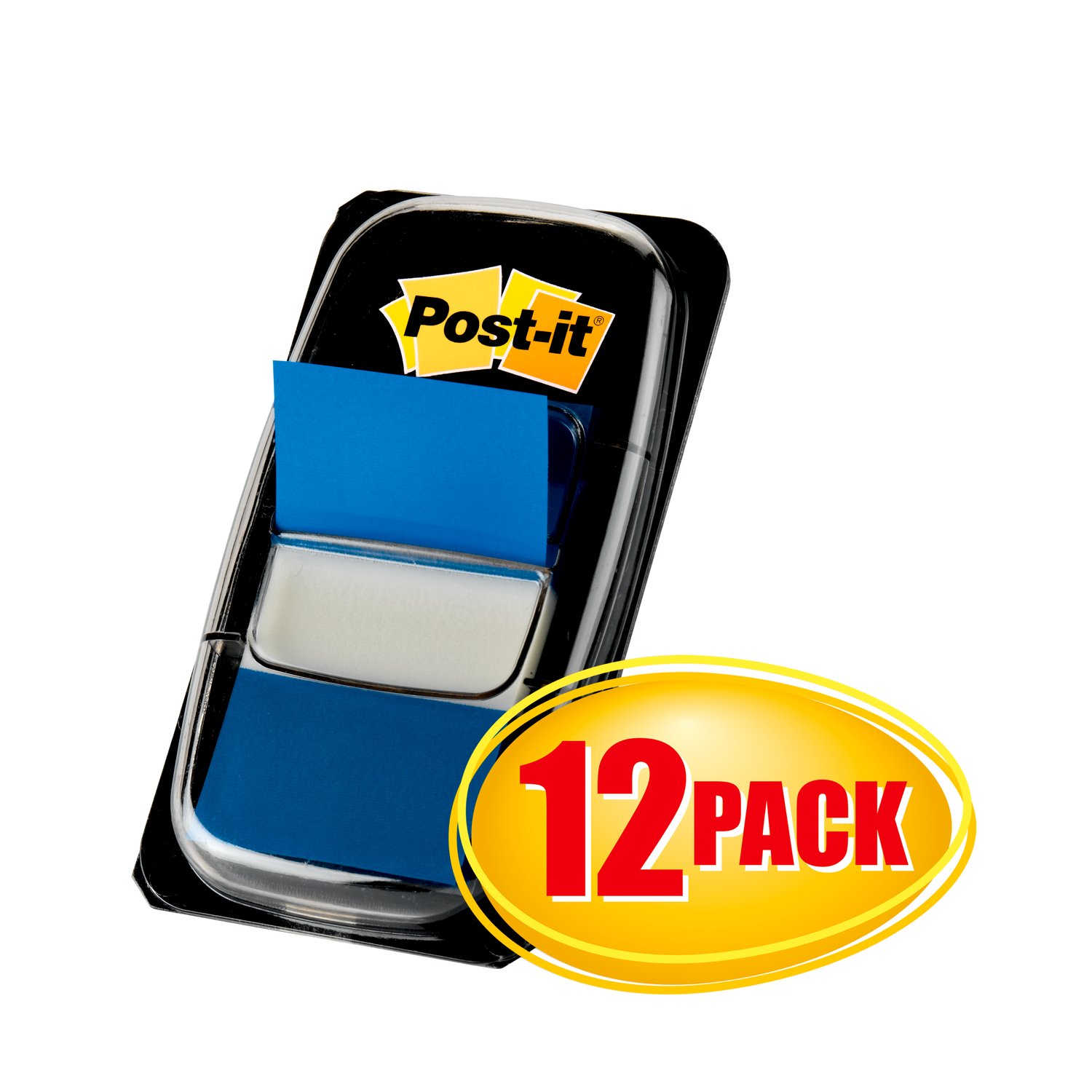 7010383982 - Post-it Flags 680-BE12, 1 in. x 1.7 in. (25.4 mm x 43.2 mm) Blue 12 disp box, 4 bx/cs