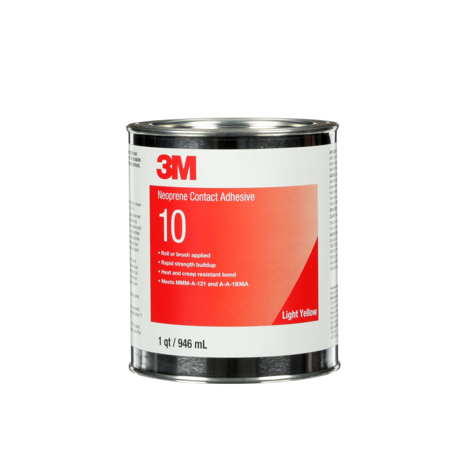 7100011456 - 3M Neoprene Contact Adhesive 10, Light Yellow, 1 Quart, 12 Can/Case