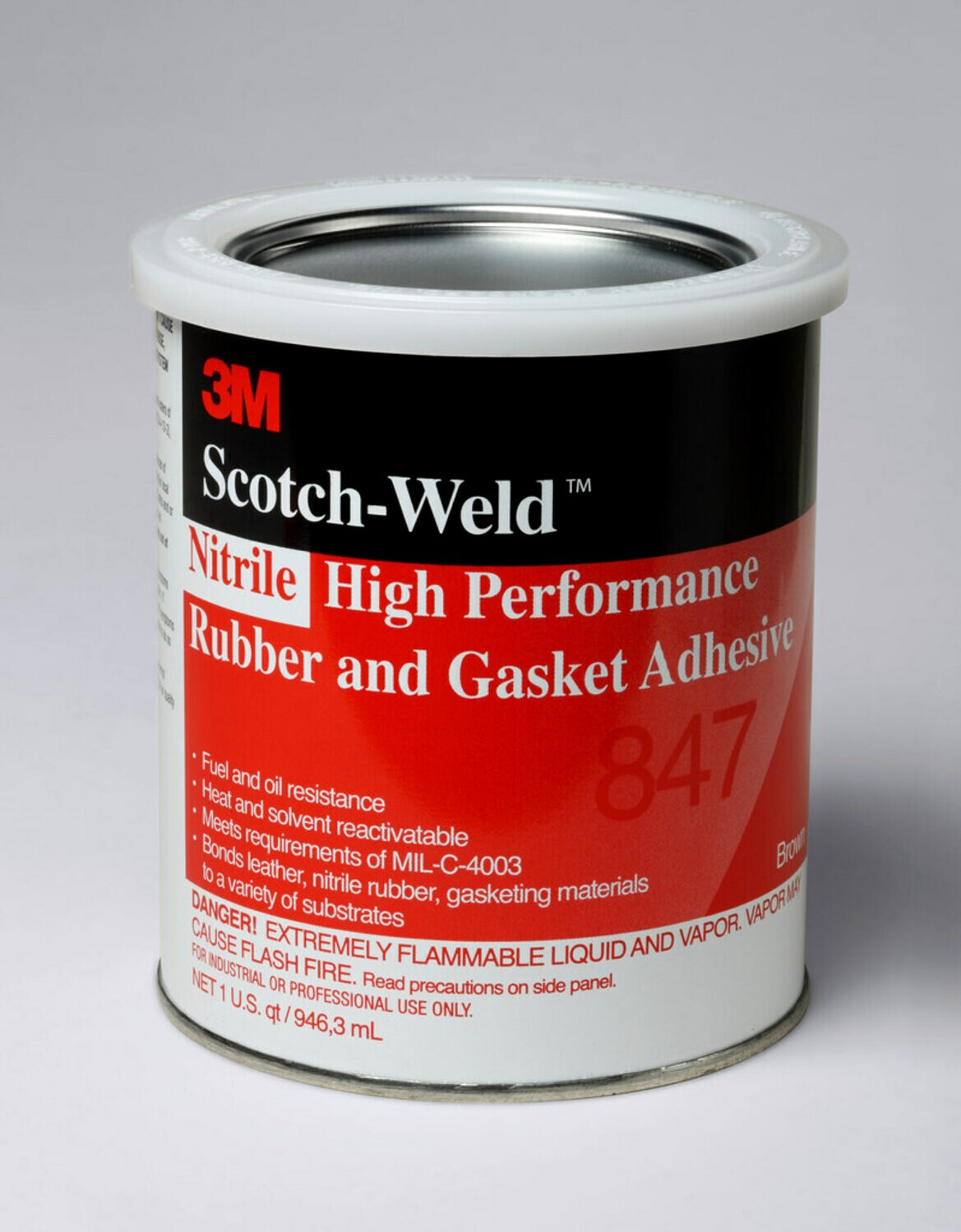7000042735 - 3M Nitrile High Performance Rubber and Gasket Adhesive 847, Brown, 1 Quart, 12 Can/Case