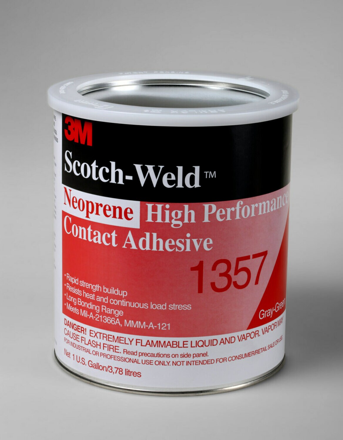 7000000803 - 3M Neoprene High Performance Contact Adhesive 1357, Gray-Green, 1 Gallon, 4 Can/Case