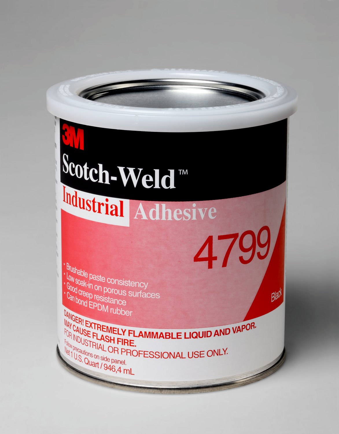 7000121416 - 3M Industrial Adhesive 4799, Black, 1 Quart Can, 12/case