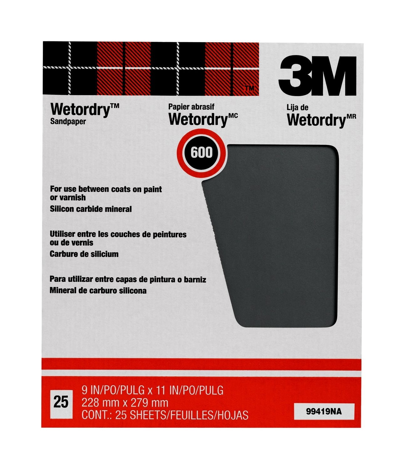 7010339818 - 3M Pro-Pak Wetordry Sanding Sheets 88599NA, 9 in x 11 in, 1500A grit, 25 sht pk