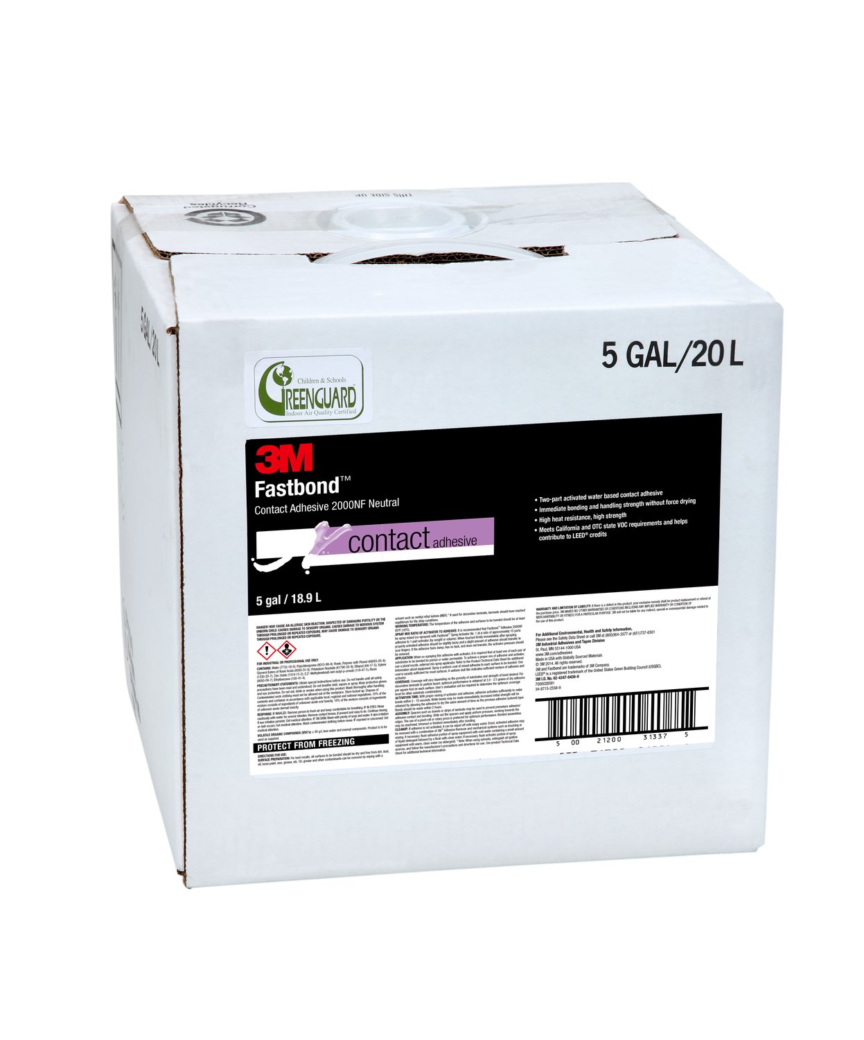 7100092650 - 3M Fastbond Contact Adhesive 2000NF, Neutral, 5 Gallon, Drum