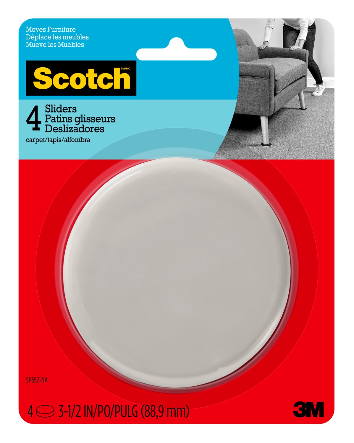 7100189318 - Scotch Sliders SP652-NA, Reusable Hard 3.5-In 4/Pk