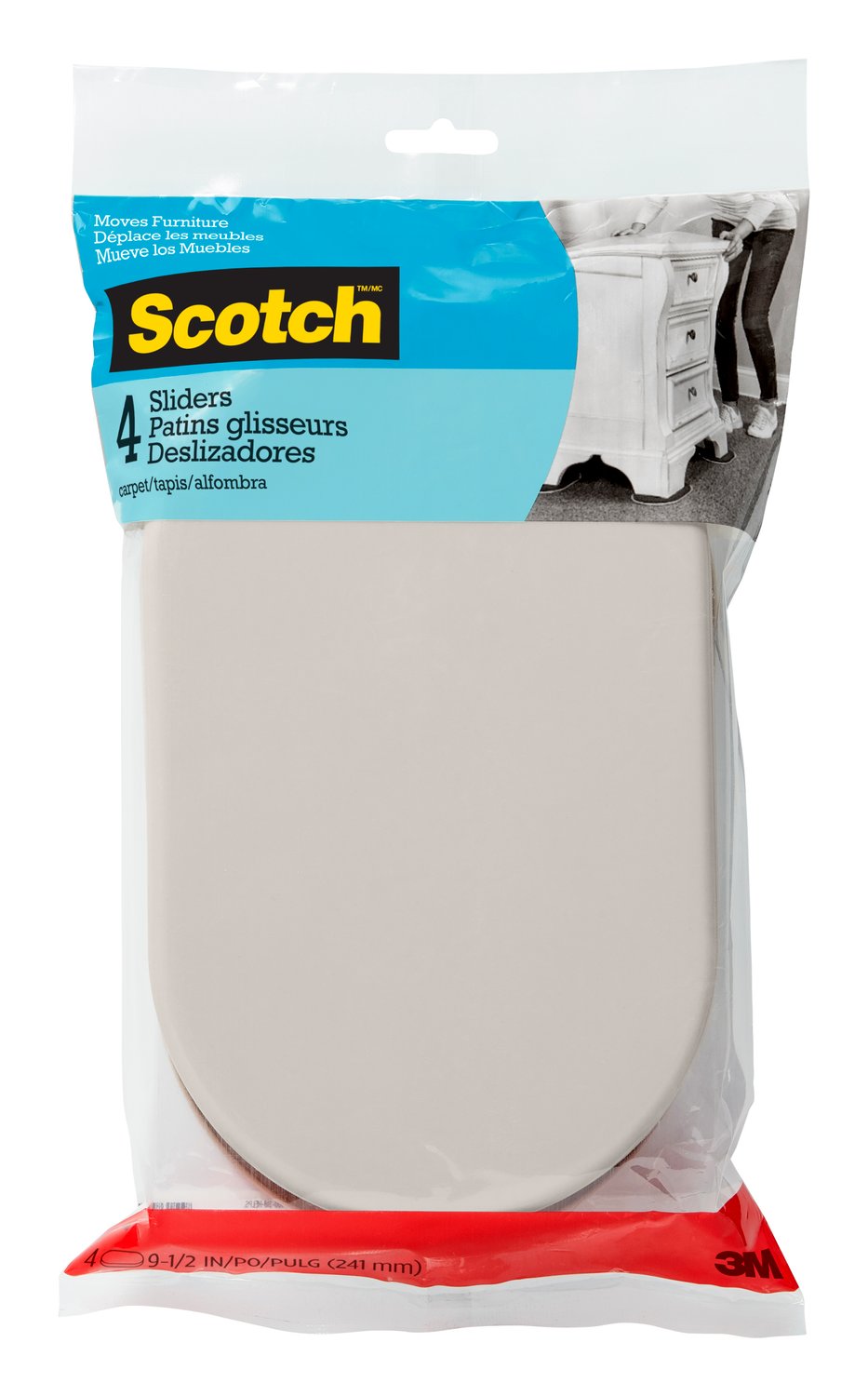 7100189316 - Scotch Sliders SP656-NA, Reusable Hard Oval 9.5-In 4/Pk