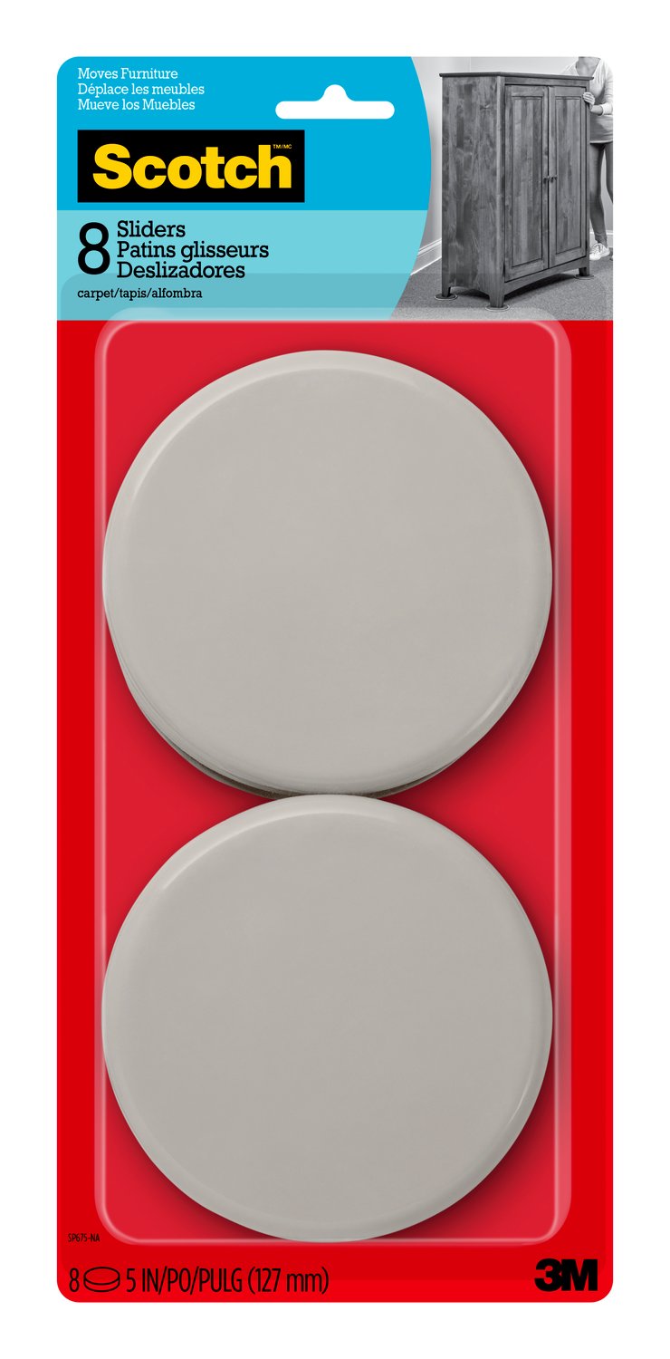 7100213943 - Scotch Sliders SP675-NA, Round, Hard, 4-15/16-in, 8/pk
