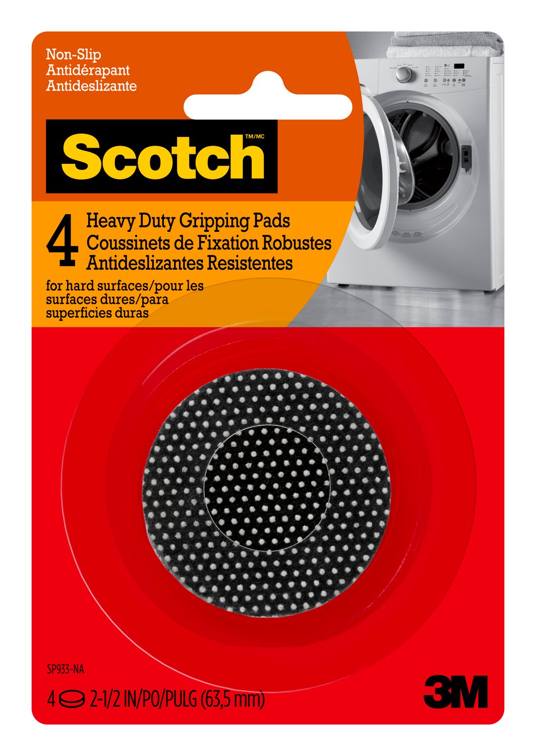 7100213933 - Scotch Grippy Dot Pads SP933-NA, Round, 2.5-in 4/pk
