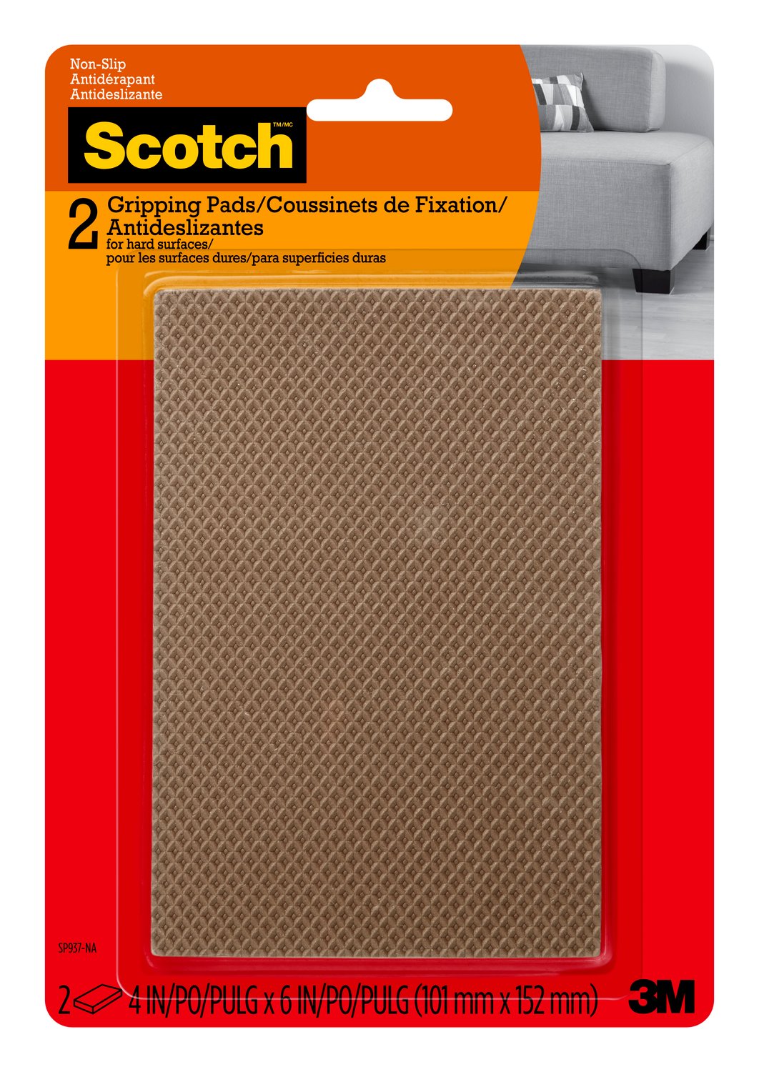 7100202453 - Scotch Gripping Pads SP937-NA, Rectangle, 4-in x 6-in 2/pk