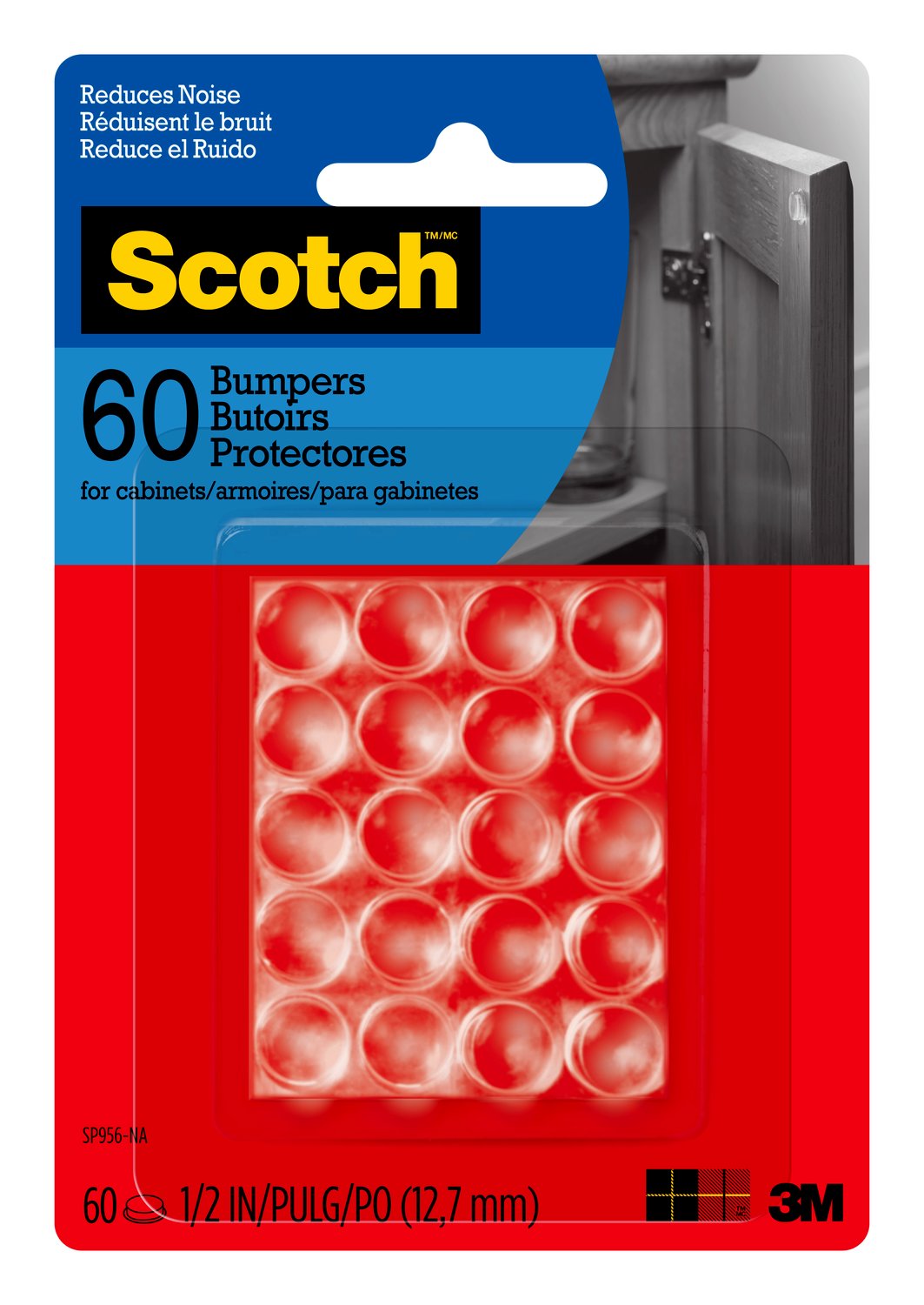 7100213945 - Scotch Bumpers SP956-NA, Round, Clear 0.5-in 60/pk