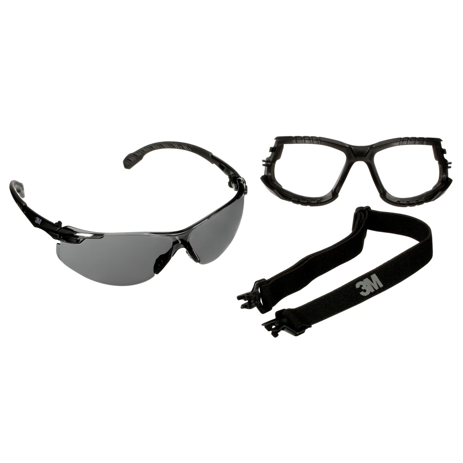 7100221211 - 3M Solus 1000 Series, S1502SGAF-KT, Blk Temples, Scotchgard Anti-Fog Coating, Gray AF-AS lens, Foam/Strap, 20 ea/Case