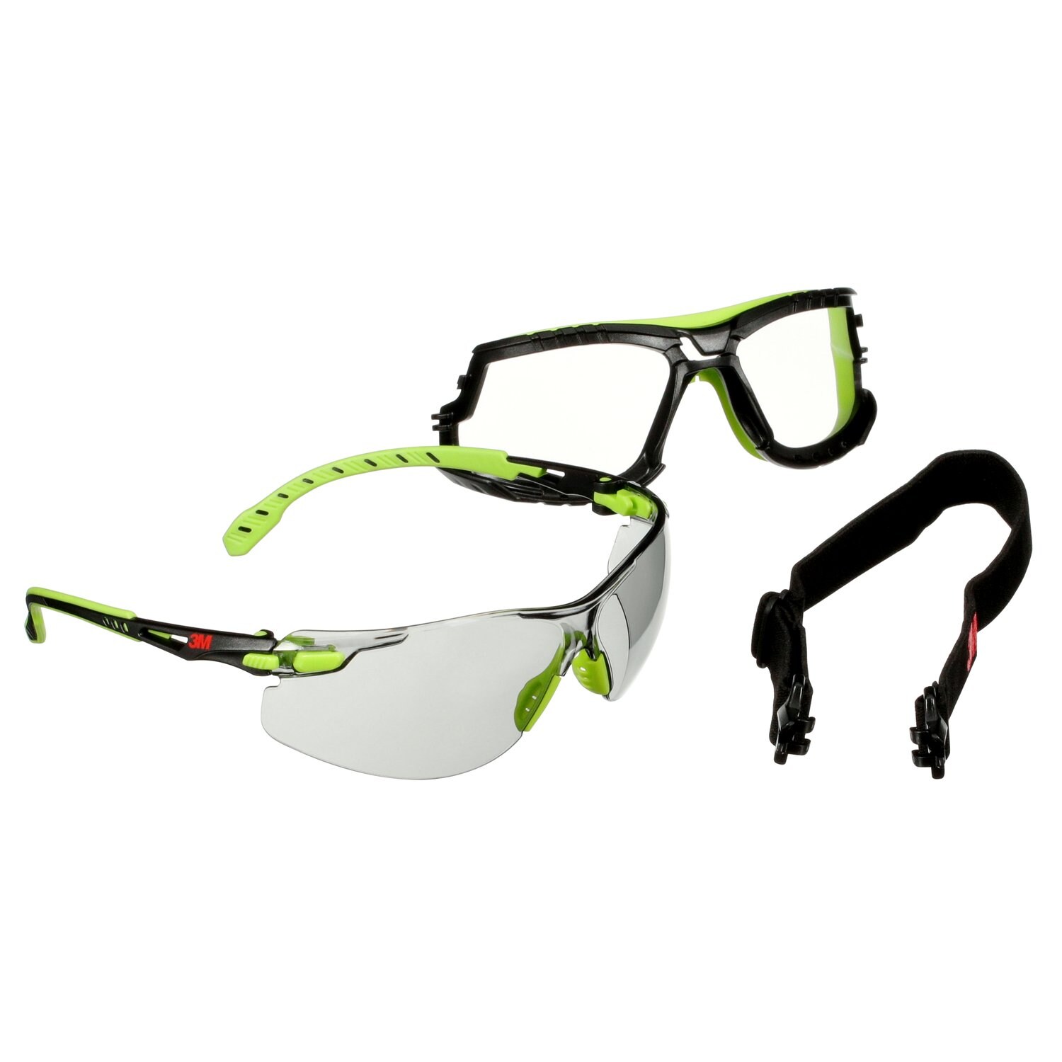 7100232856 - 3M Solus 1000 Series S1207SGAF-TKT, Grn/Blk, Scotchgard Anti-Fog Coating, IO Gray AF-AS lens, TPE/Strap, 20 ea/Case