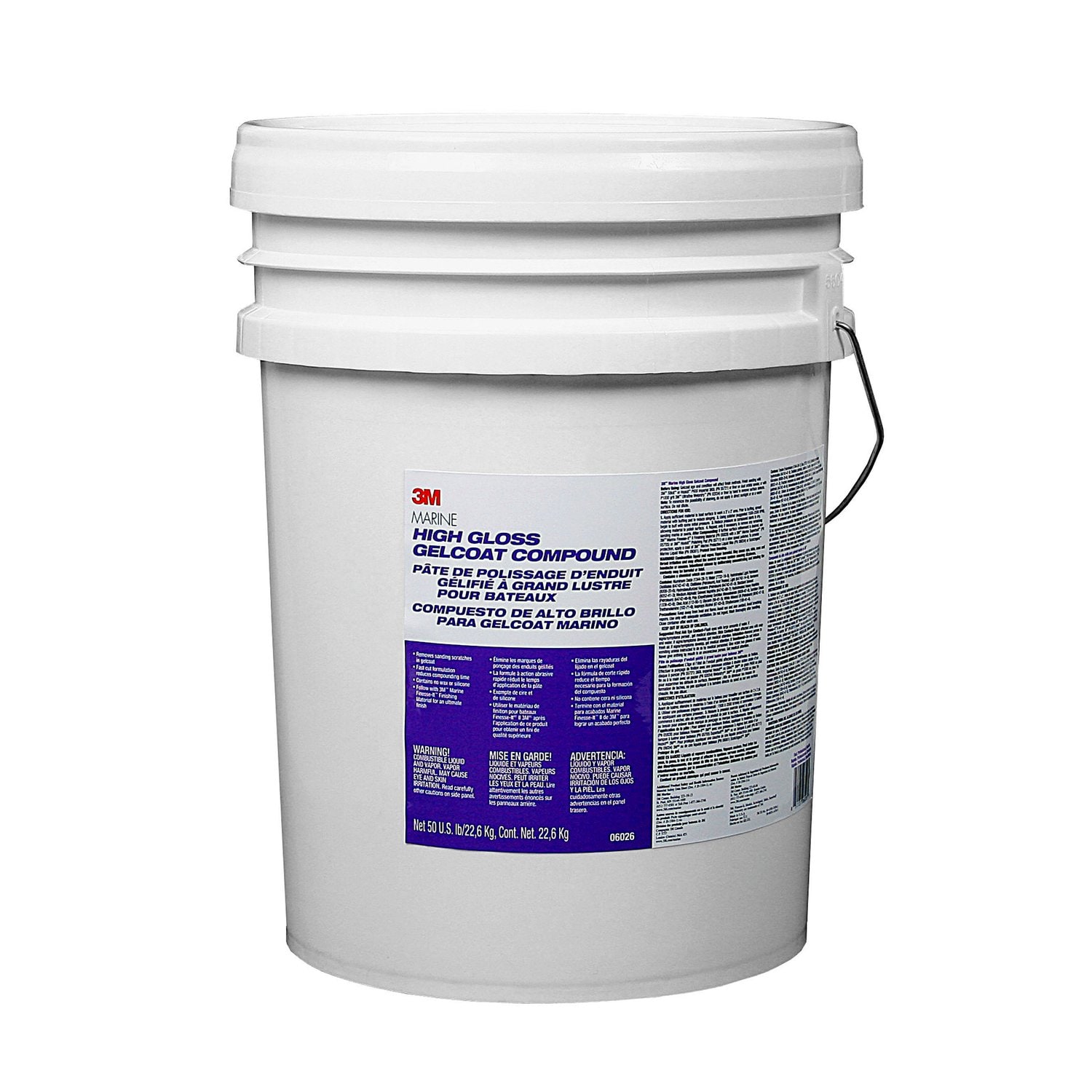 7010325986 - 3M Marine High Gloss Gelcoat Compound, 06026, pail (50 lb), 1 each