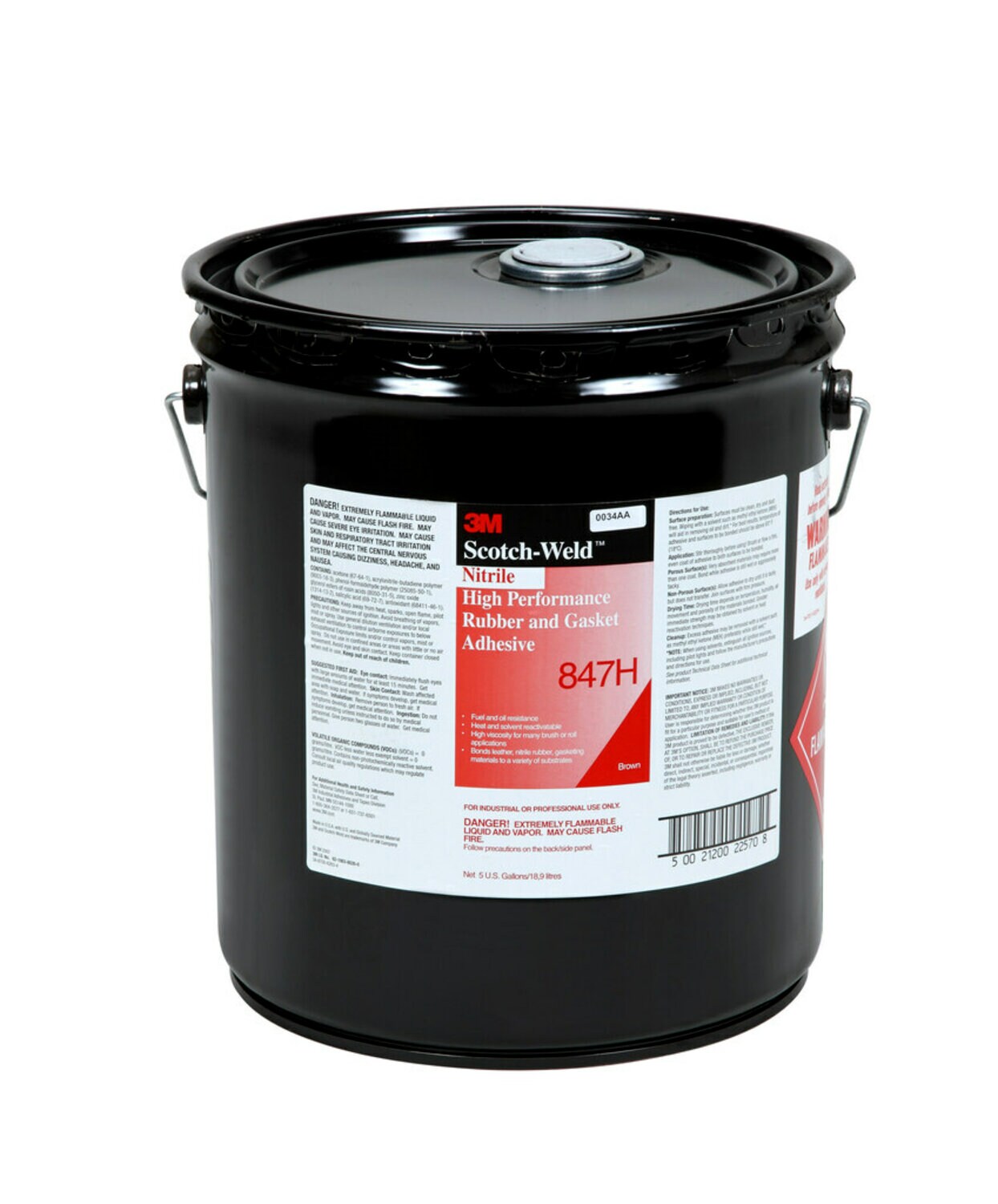 7100025410 - 3M Nitrile High Performance Rubber and Gasket Adhesive 847H, Brown, 5 Gallon (Pail), Drum