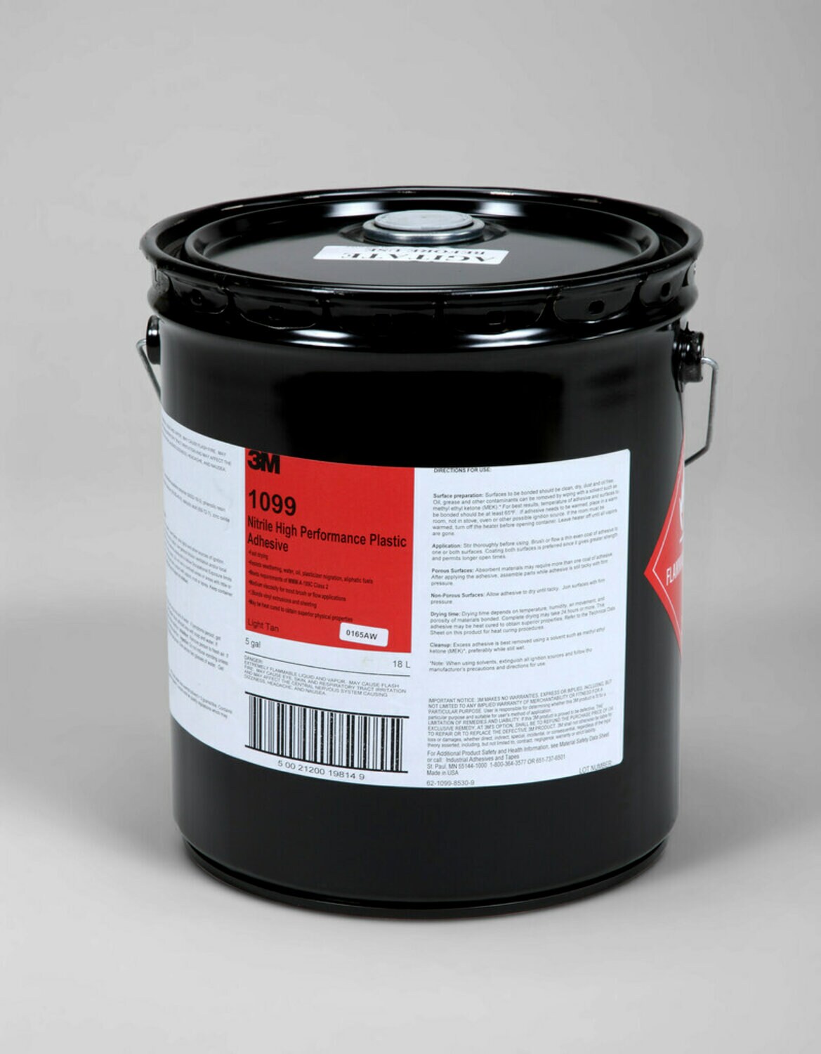 7000000798 - 3M Nitrile High Performance Plastic Adhesive 1099, Tan, 5 Gallon Drum
(Pail)