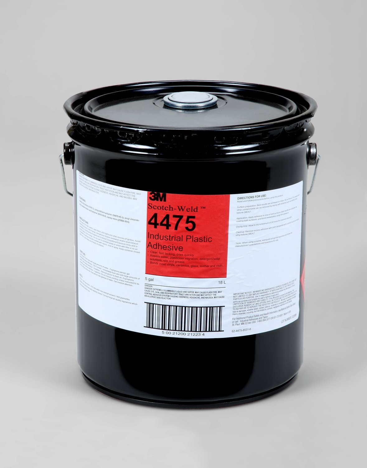 7000000921 - 3M Industrial Plastic Adhesive 4475, Clear, 5 Gallon (Pail), Drum