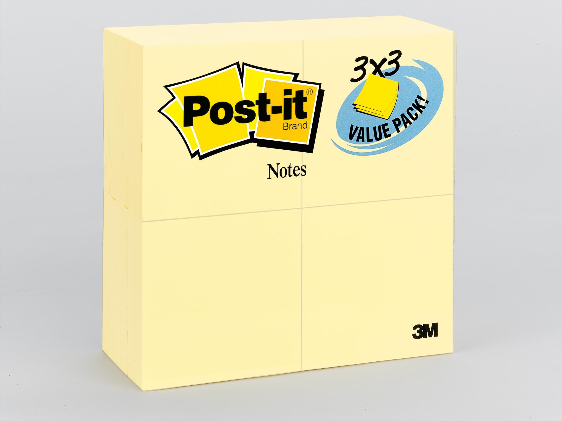 7100116579 - Post-it® Notes 654-24VAD, 3 in x 3 in (76 mm x 76 mm) Canary Yellow