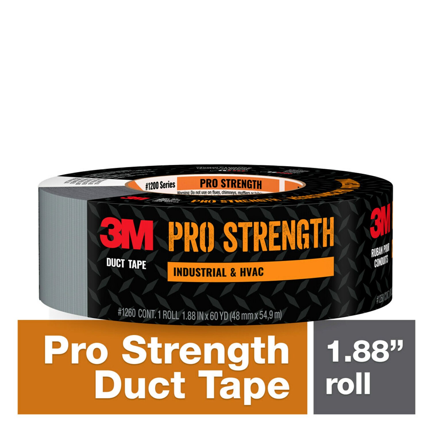 7100258005 - 3M Pro Strength Duct Tape 1260-C 1.88 in x 60 yd (48 mm x 54.8 m) 9 rls/cs
