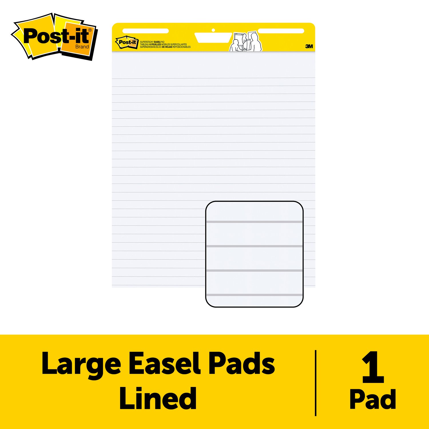 7100222205 - Post-it Super Sticky Easel Pad Lined 561WLSS, 25 in x 30 in (63.5 cm x 76.2 cm), 30 Sheets-Pad, 1 Pad
